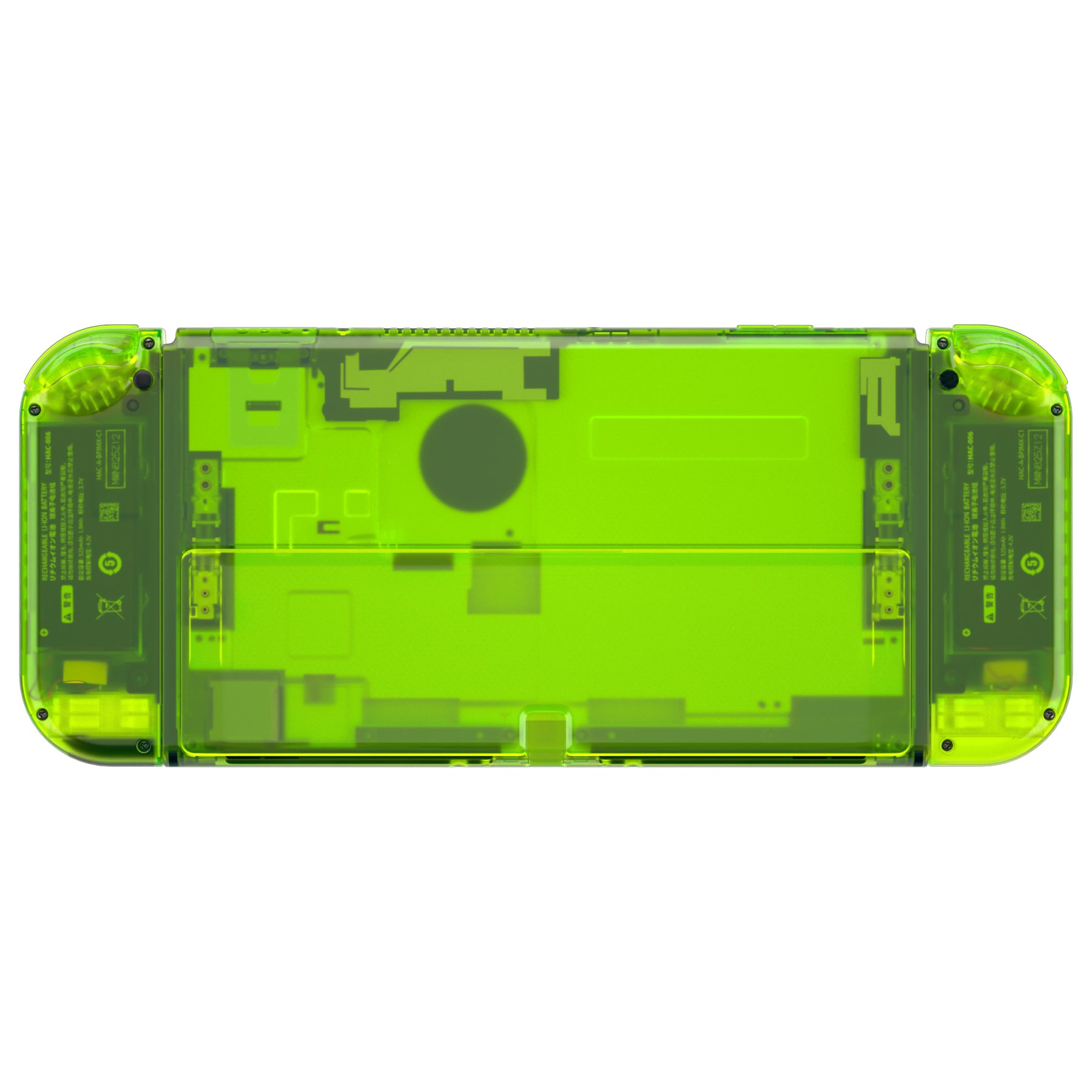 eXtremeRate Retail Clear Lime Green Custom Full Set Shell for Nintendo Switch OLED, DIY Replacement Console Back Plate & Kickstand, NS Joycon Handheld Controller Housing with Colorful Buttons for Nintendo Switch OLED - QNSOM5008
