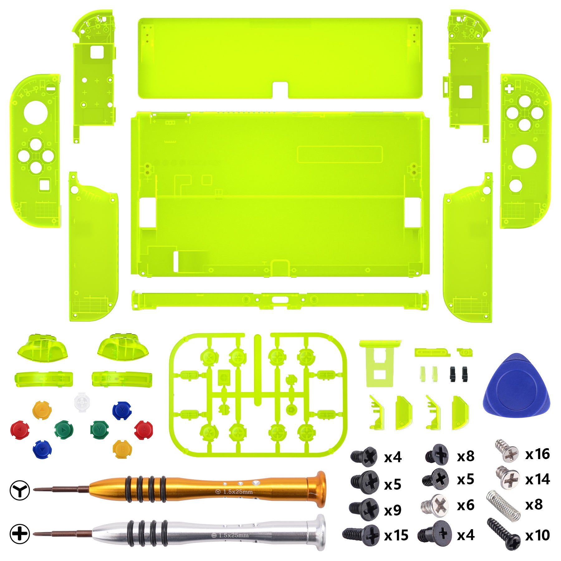  eXtremeRate DIY Full Set Shell for Nintendo Switch OLED,  Replacement Console Back Plate & Kickstand, Custom NS Controller Housing  with Full Set Buttons for Nintendo Switch OLED - Clear Atomic Purple 