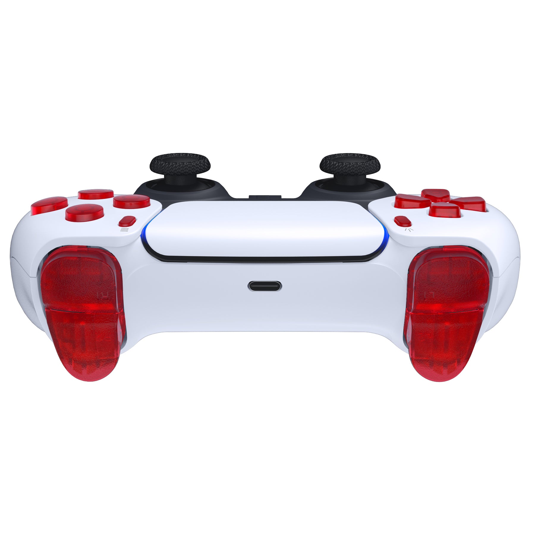 eXtremeRate Replacement Full Set Buttons Compatible with PS5 Controller BDM-030/040 - Clear Red eXtremeRate