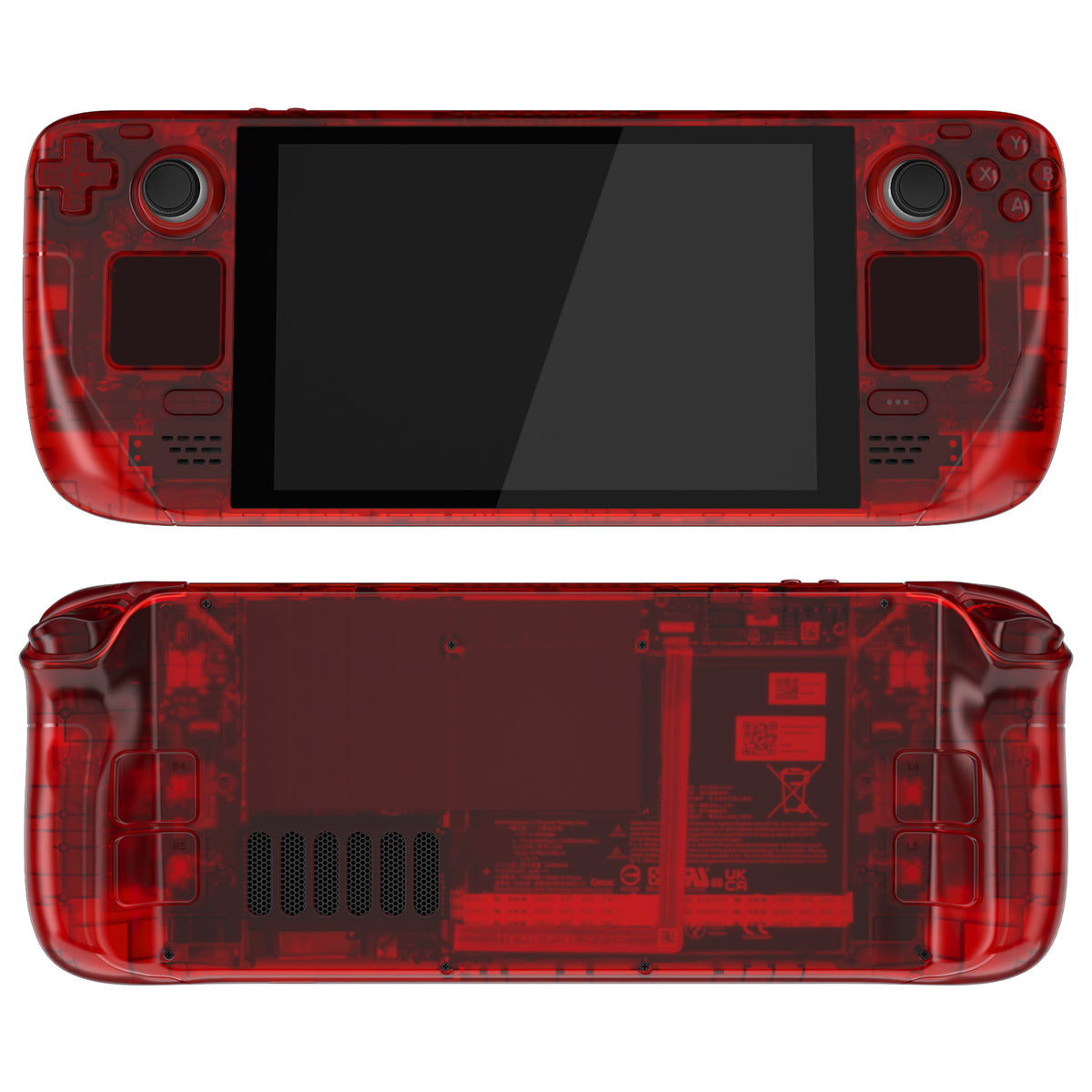 Raplce Steamdeck Shell eXtremeRate Clear Red Custom Faceplate Back Plate Shell for Steam Deck ...