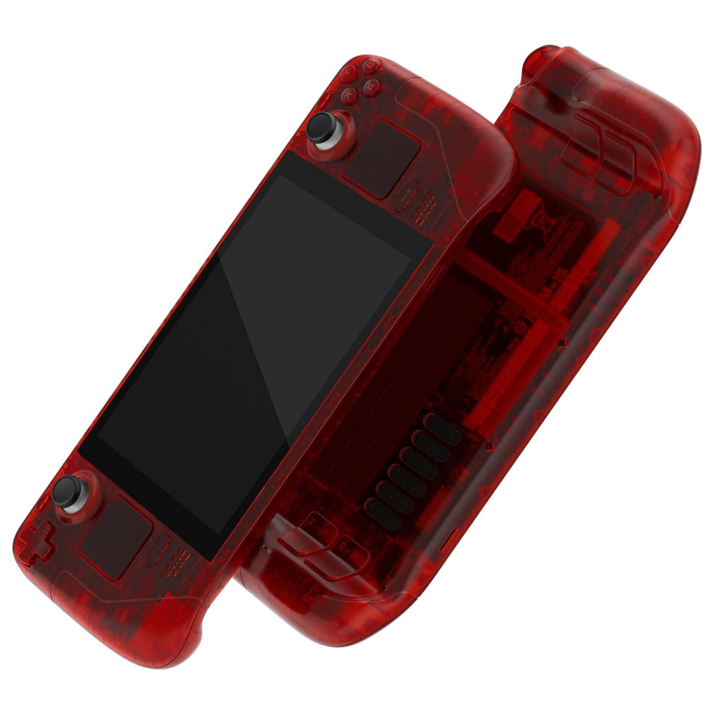 eXtremeRate Retail Clear Red Custom Full Set Shell with Buttons for Steam Deck Console