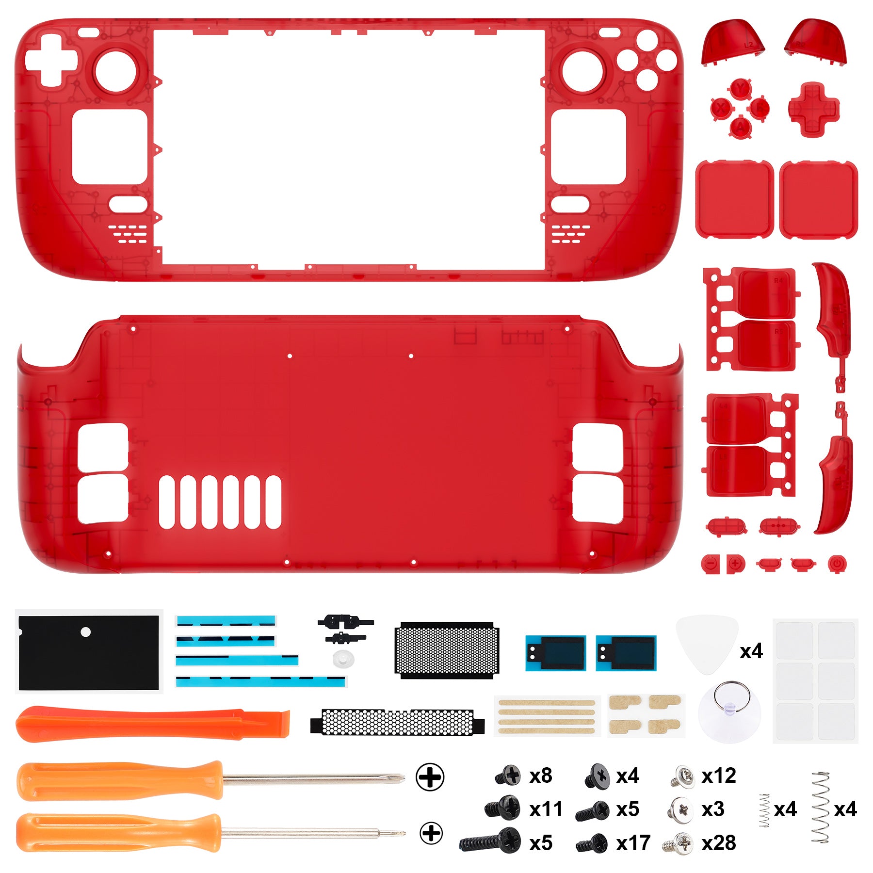 eXtremeRate Clear Red Custom Faceplate Back Plate Shell for Steam Deck,  Handheld Console Replacement Housing Case, DIY Full Set Shell with Buttons  for Steam Deck Console - Console NOT Included – eXtremeRate Retail