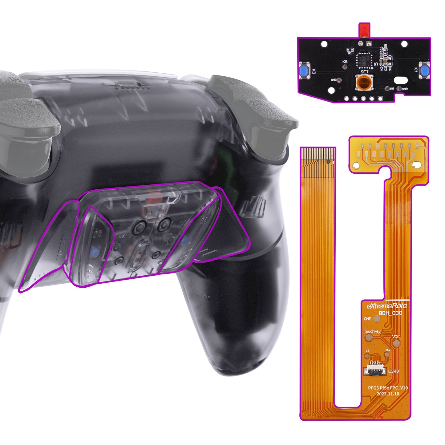 eXtremeRate Black Back Paddles Programable Rise Remap Kit for PS5  Controller BDM-030, Upgrade Board & Redesigned Back Shell & Back Buttons  Attachment for PS5 Controller - Controller NOT Included 
