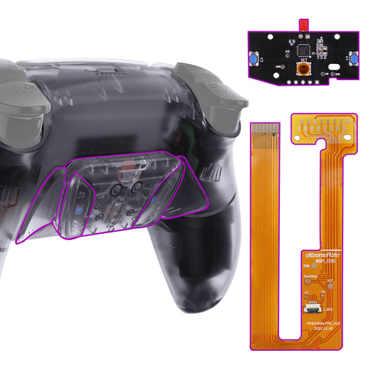 eXtremeRate Retail Clear Remappable RISE 4.0 Remap Kit for ps5 Controller BDM-030, Upgrade Board & Redesigned Back Shell & 4 Back Buttons for ps5 Controller - Controller NOT Included - YPFM5001G3