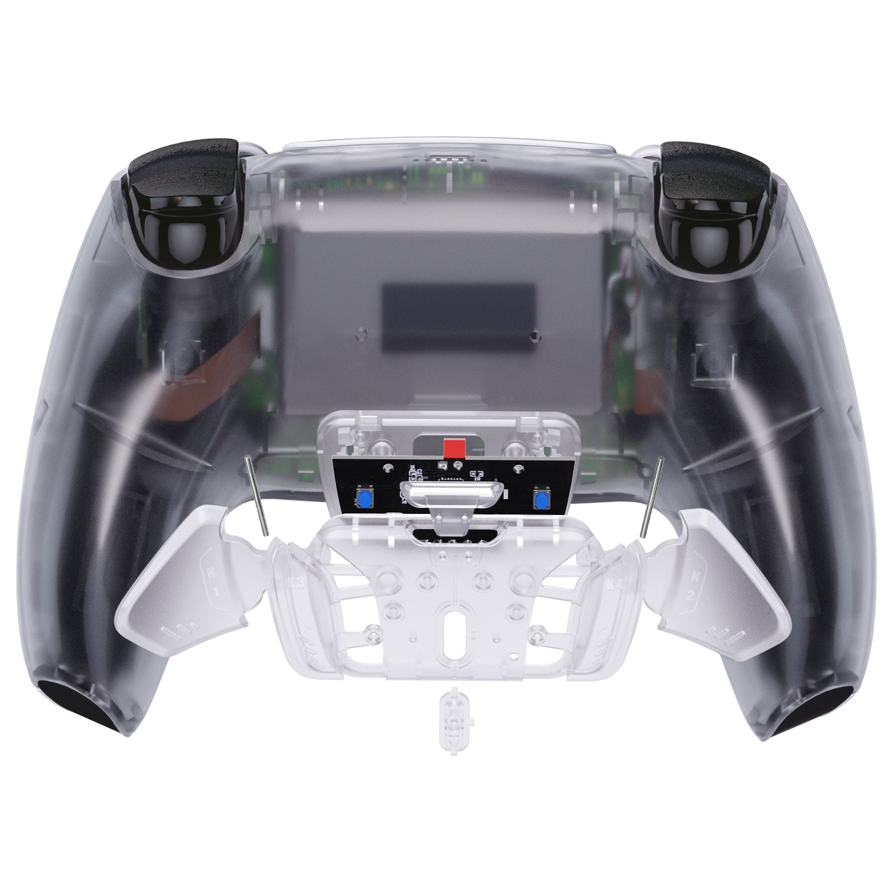 eXtremeRate Retail Clear Remappable RISE 4.0 Remap Kit for ps5 Controller BDM-030, Upgrade Board & Redesigned Back Shell & 4 Back Buttons for ps5 Controller - Controller NOT Included - YPFM5001G3
