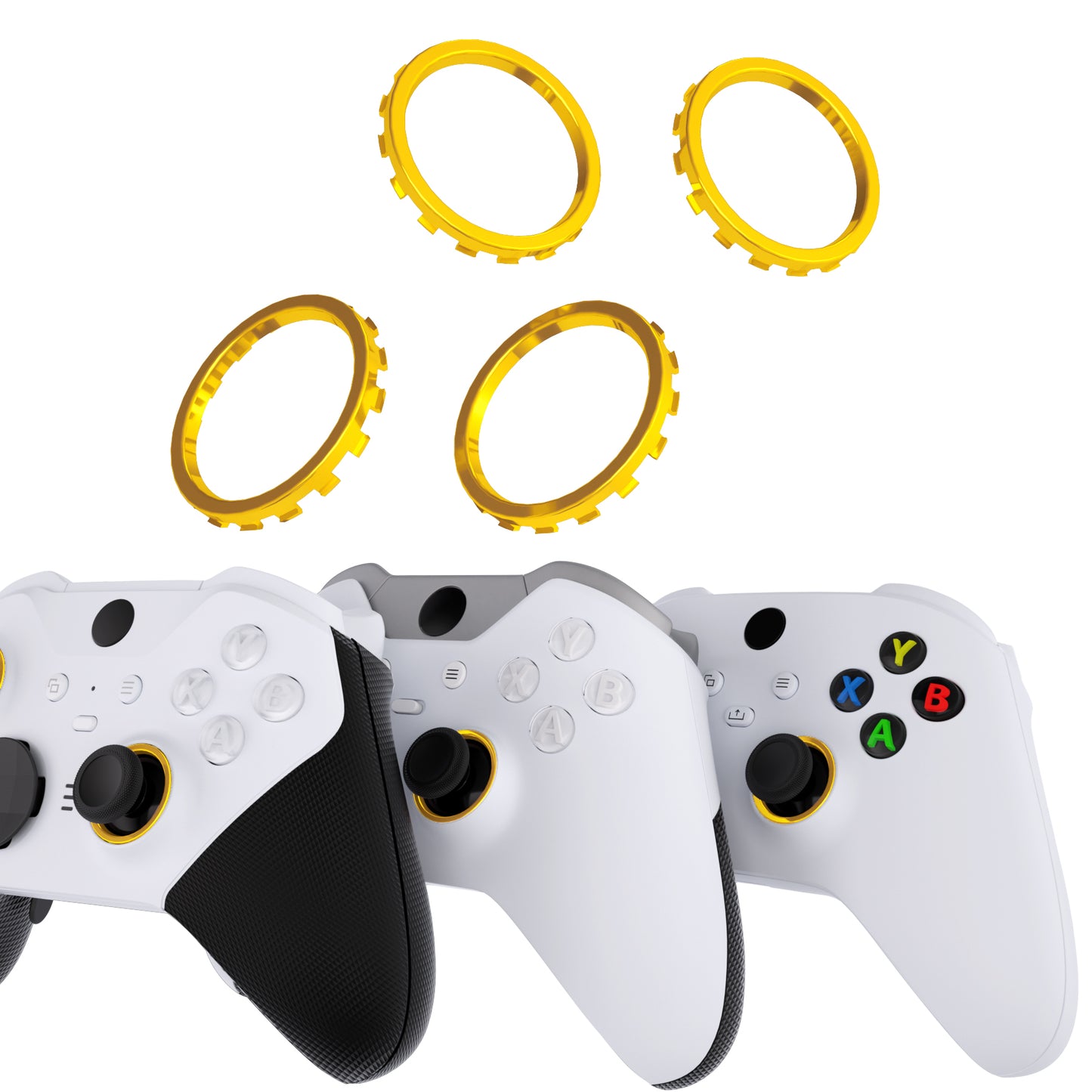 eXtremeRate Custom Accent Rings for eXtremeRate ASR Version Shell, Compatible with Xbox Series X/S Controller & Xbox One Elite (Model 1698) & Elite Series 2 (Model 1797 and Core Model 1797) Controller - Chrome Gold eXtremeRate