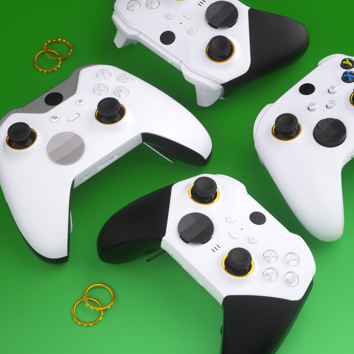 eXtremeRate Custom Accent Rings for eXtremeRate ASR Version Shell, Compatible with Xbox Series X/S Controller & Xbox One Elite (Model 1698) & Elite Series 2 (Model 1797 and Core Model 1797) Controller - Chrome Gold eXtremeRate