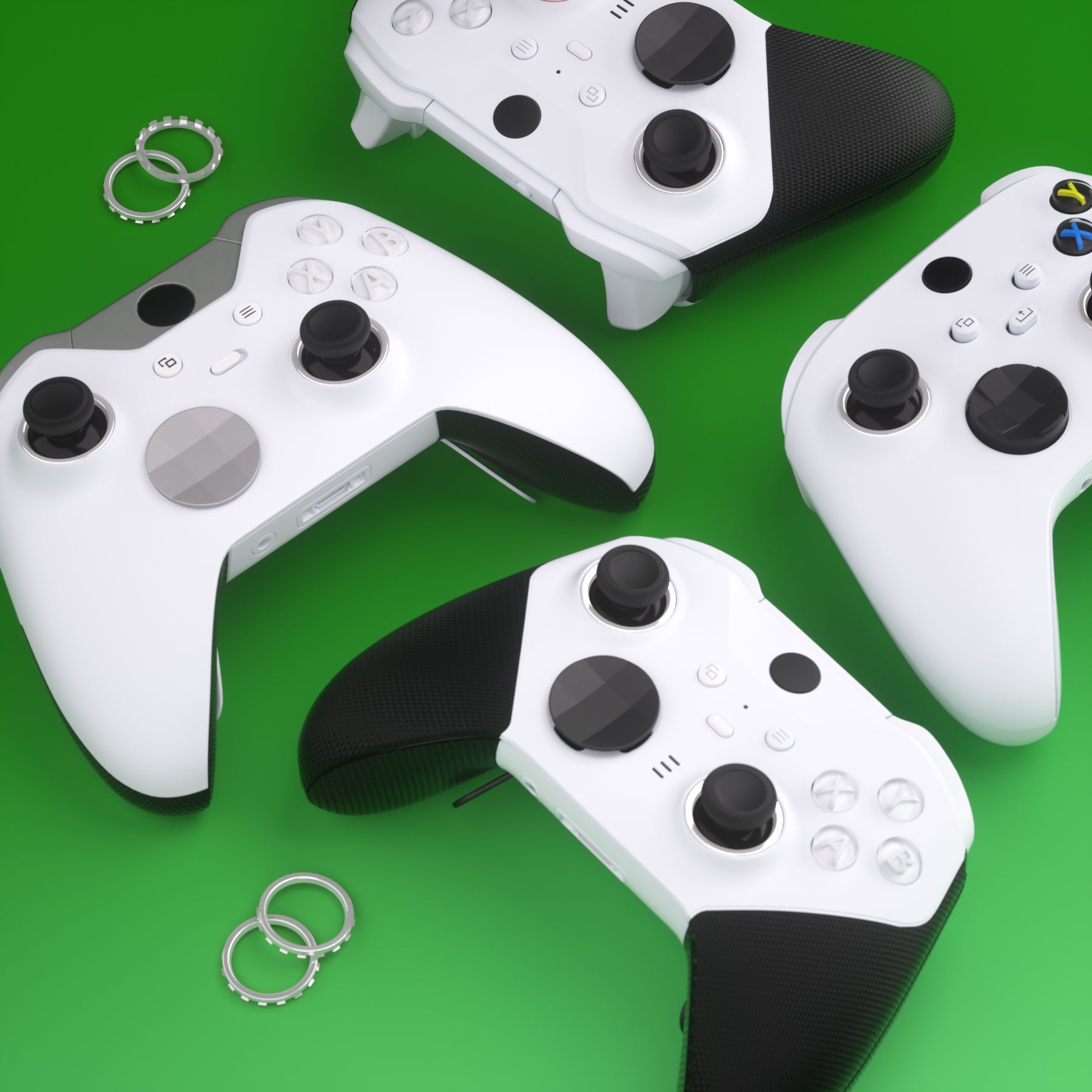 eXtremeRate Custom Accent Rings for eXtremeRate ASR Version Shell, Compatible with Xbox Series X/S Controller & Xbox One Elite (Model 1698) & Elite Series 2 (Model 1797 and Core Model 1797) Controller - Chrome Silver eXtremeRate