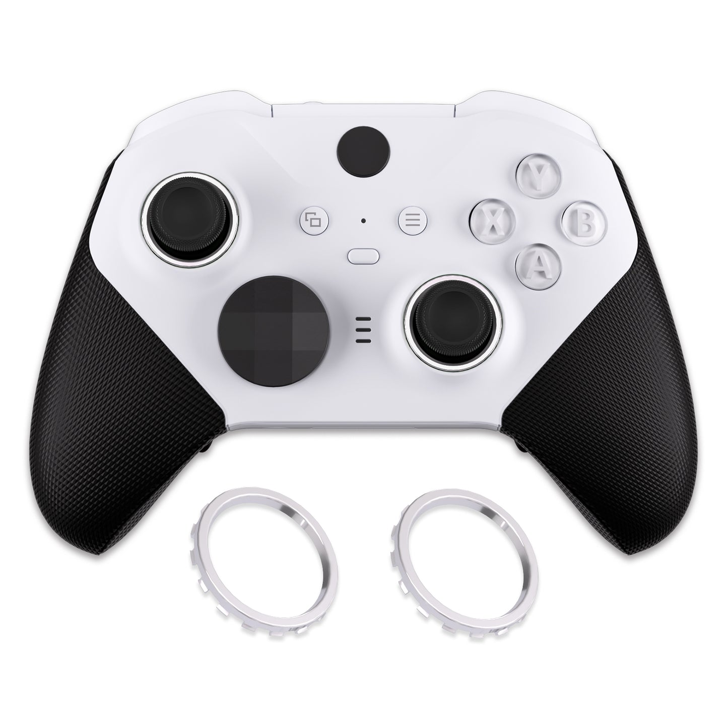 eXtremeRate Custom Accent Rings for eXtremeRate ASR Version Shell, Compatible with Xbox Series X/S Controller & Xbox One Elite (Model 1698) & Elite Series 2 (Model 1797 and Core Model 1797) Controller - Chrome Silver eXtremeRate