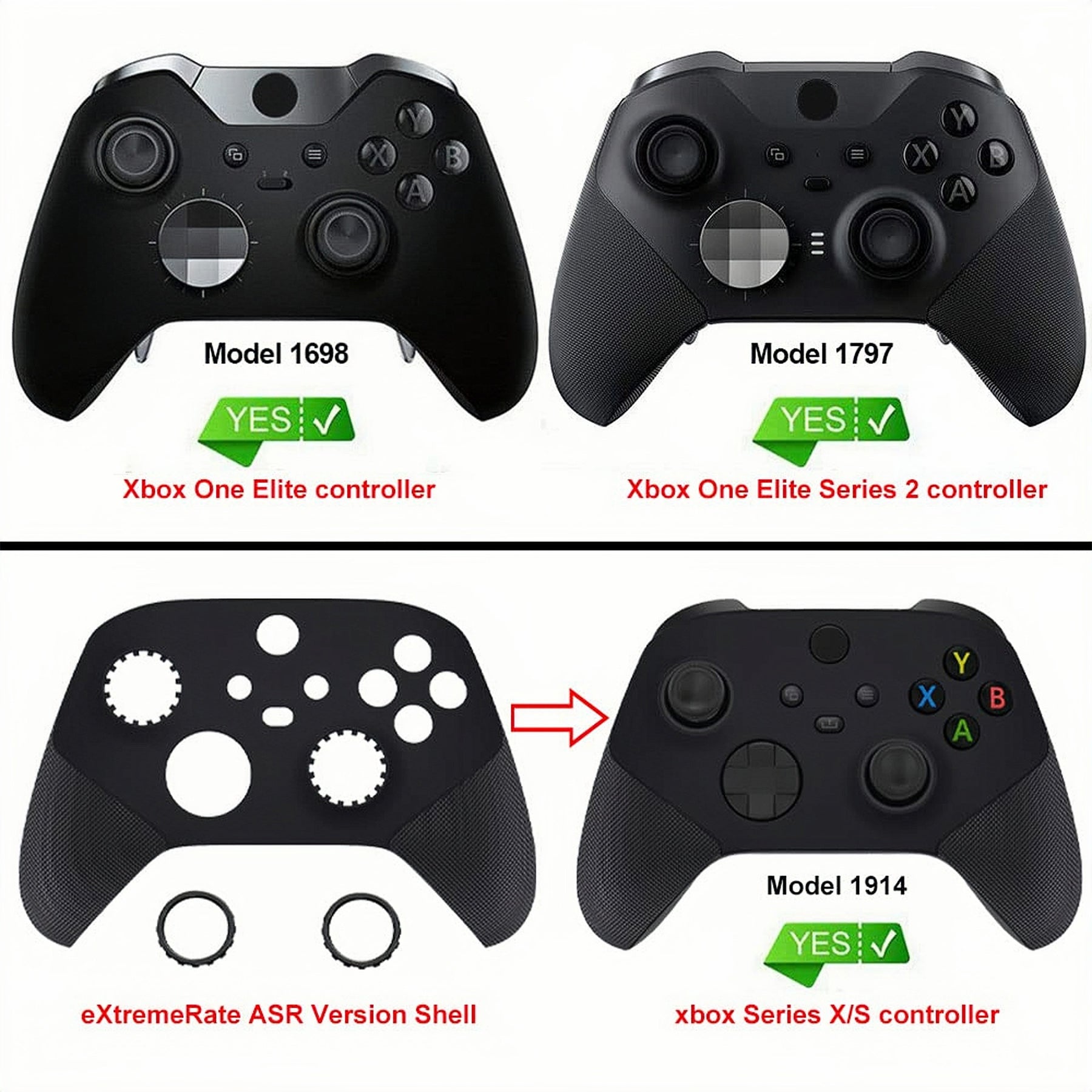 eXtremeRate Custom Accent Rings for Xbox Elite Series 2 Core & for Elite  Series 2 & for Xbox One Elite Controller, Compatible with eXtremeRate ASR  
