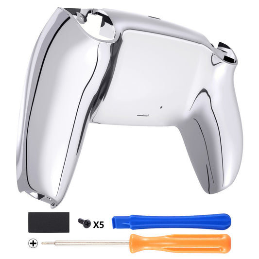 eXtremeRate Replacement Back Housing Bottom Shell Compatible with PS5 Controller - Chrome Silver Glossy eXtremeRate