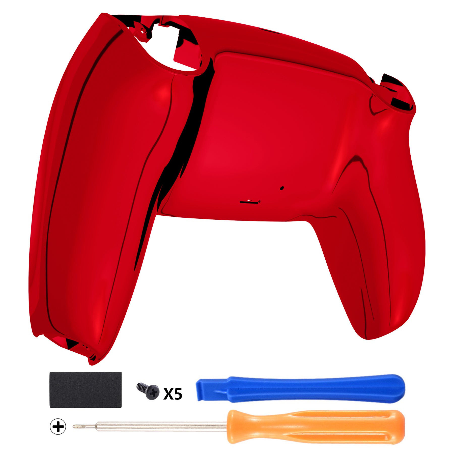 eXtremeRate Replacement Back Housing Bottom Shell Compatible with PS5 Controller - Chrome Red Glossy eXtremeRate
