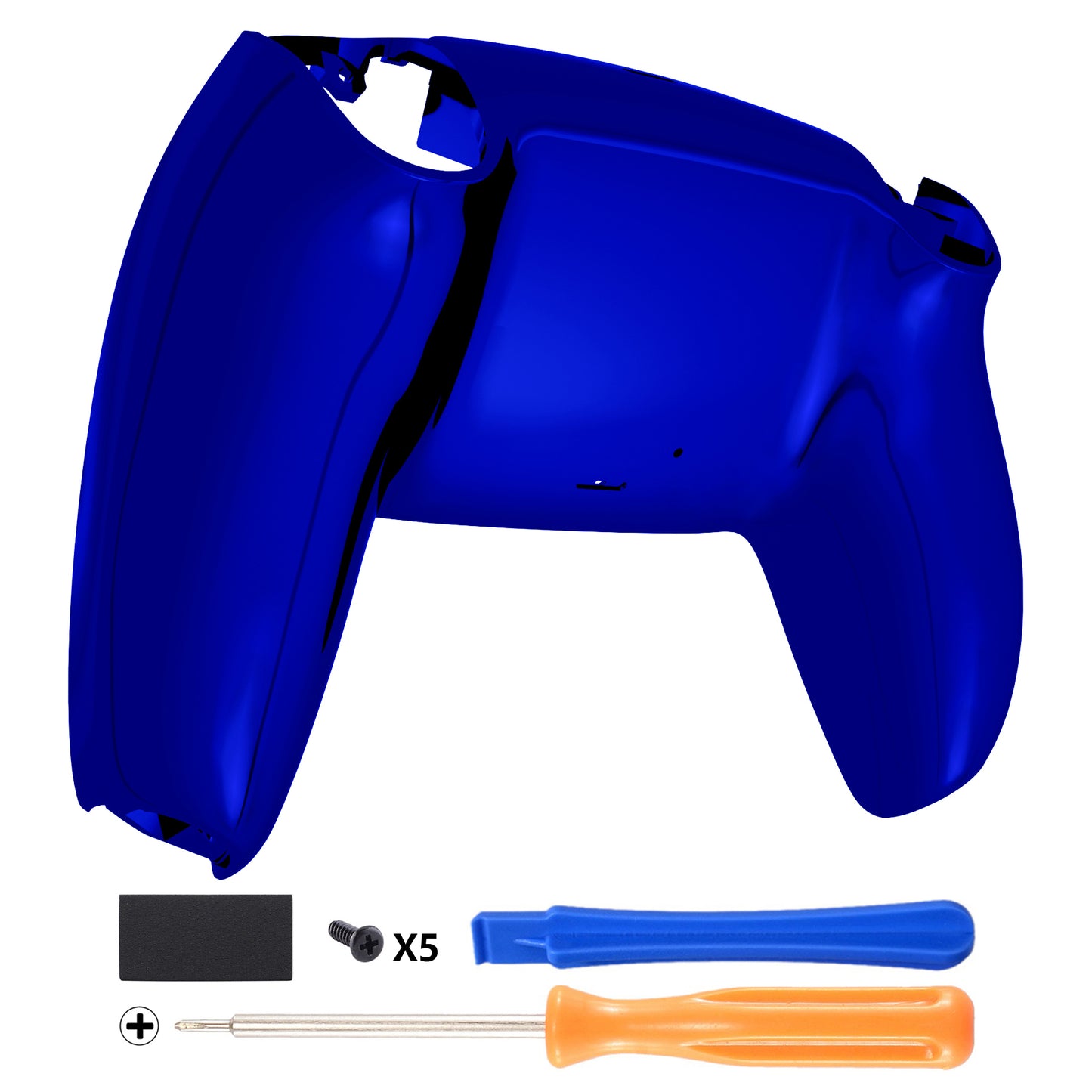 eXtremeRate Replacement Back Housing Bottom Shell Compatible with PS5 Controller - Chrome Blue Glossy eXtremeRate