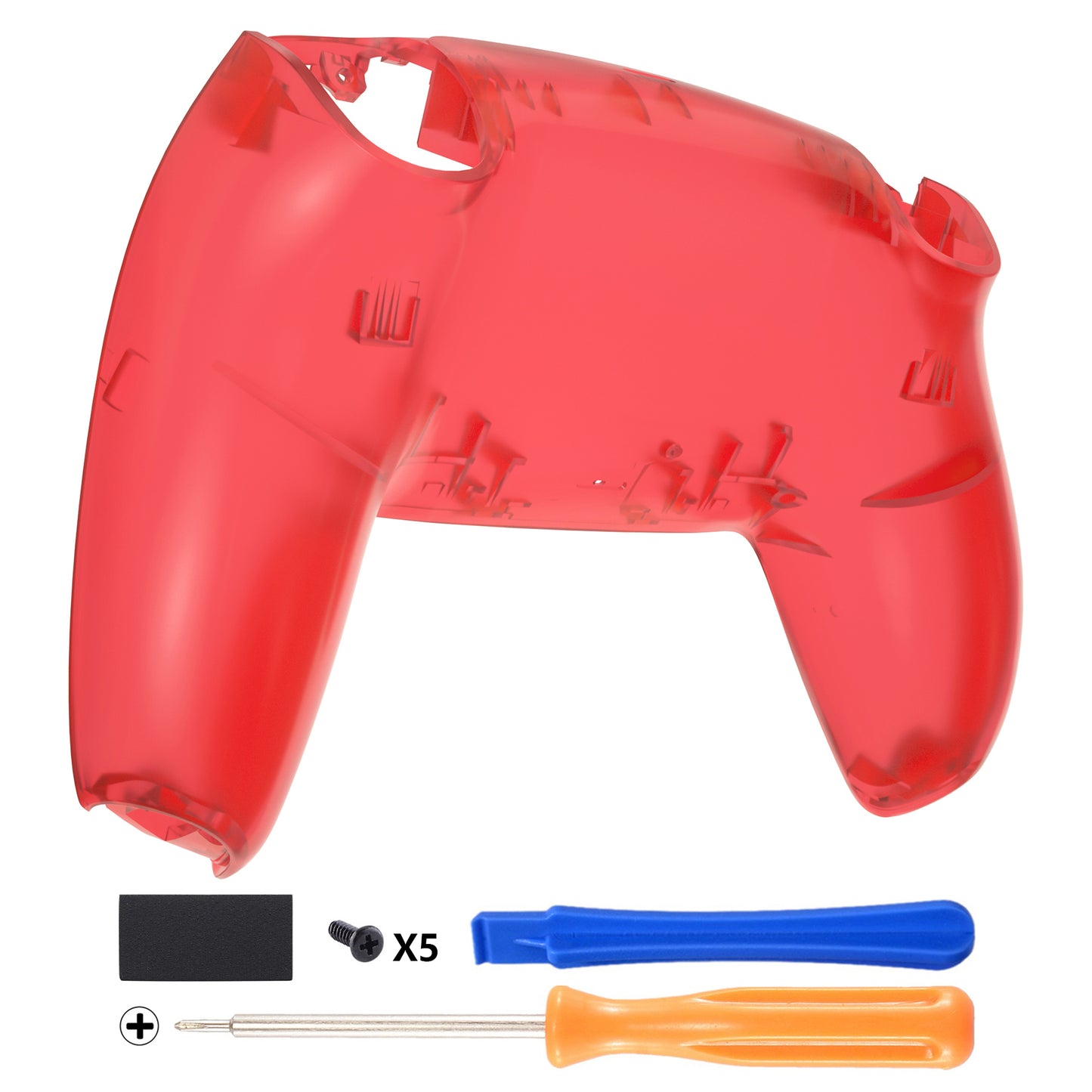 eXtremeRate Replacement Back Housing Bottom Shell Compatible with PS5 Controller - Clear Red eXtremeRate