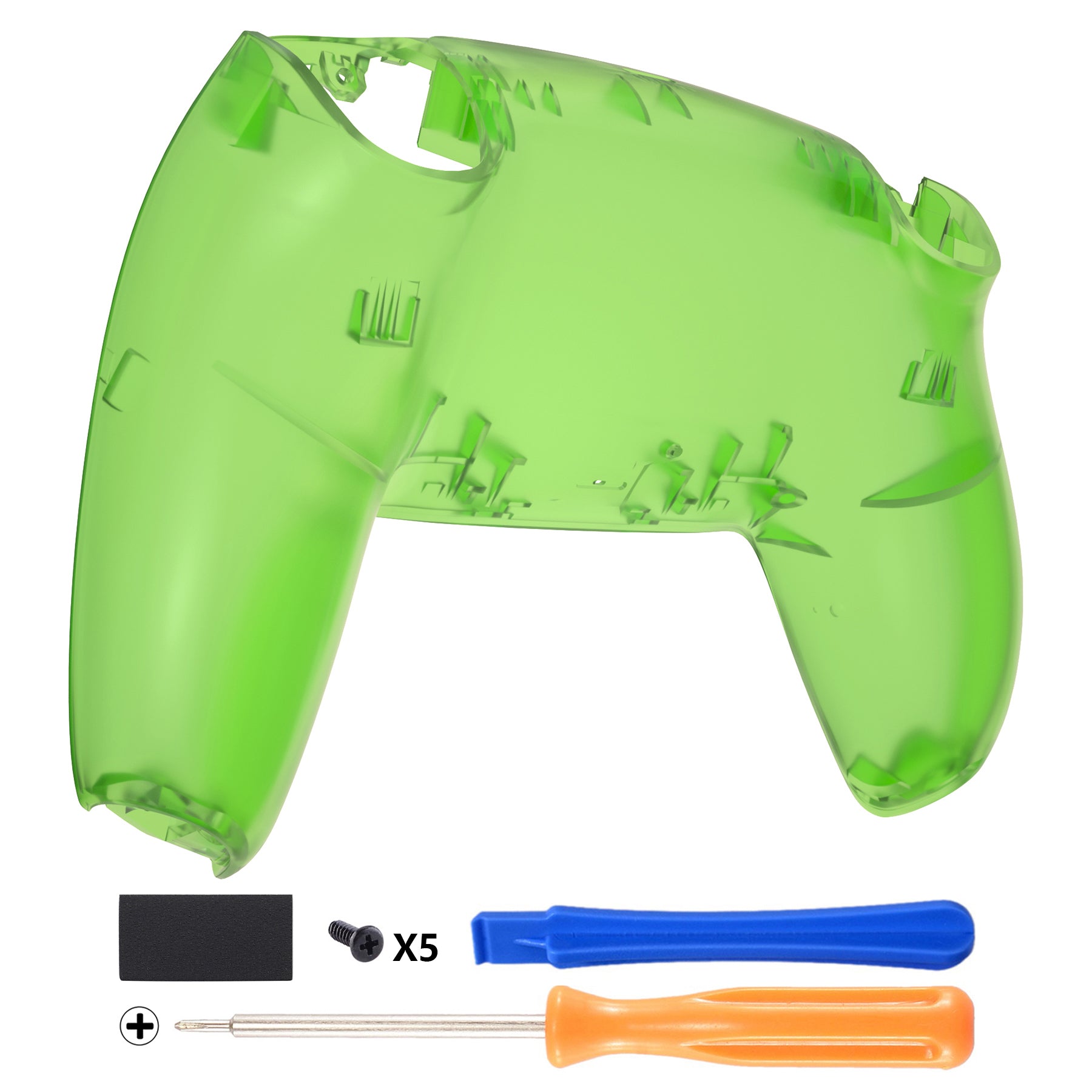 eXtremeRate Replacement Back Housing Bottom Shell Compatible with PS5 Controller - Clear Green eXtremeRate