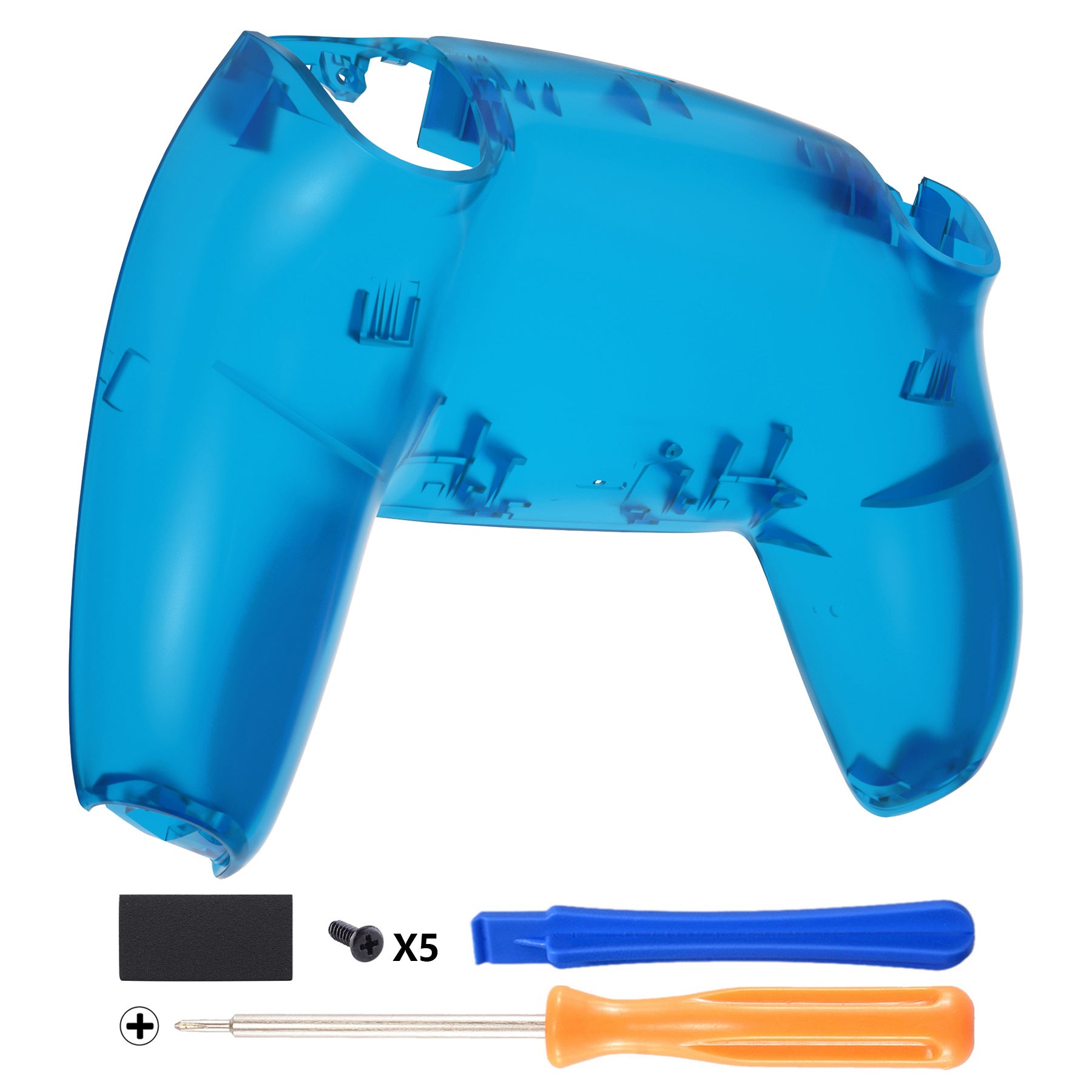eXtremeRate Replacement Back Housing Bottom Shell Compatible with PS5 Controller - Clear Blue eXtremeRate