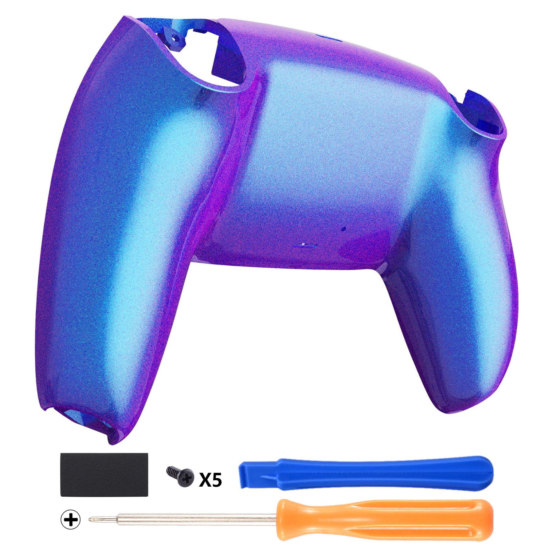 eXtremeRate Replacement Back Housing Bottom Shell Compatible with PS5 Controller - Chameleon Purple Blue Glossy eXtremeRate