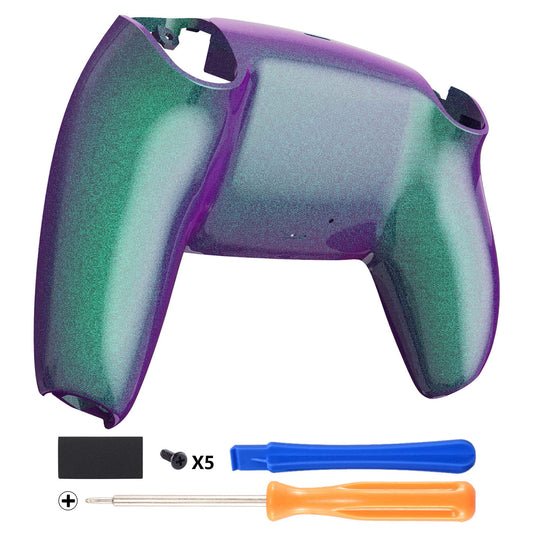 eXtremeRate Replacement Back Housing Bottom Shell Compatible with PS5 Controller - Chameleon Green Purple Glossy eXtremeRate