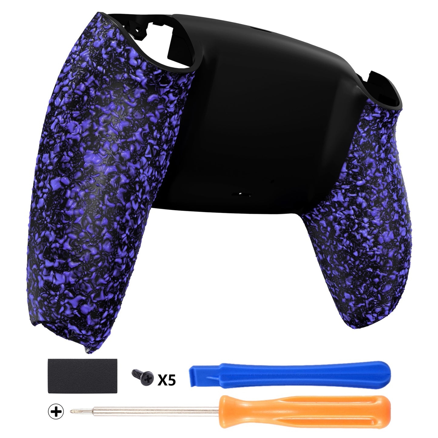 eXtremeRate Replacement Back Housing Bottom Shell Compatible with PS5 Controller - Textured Purple eXtremeRate