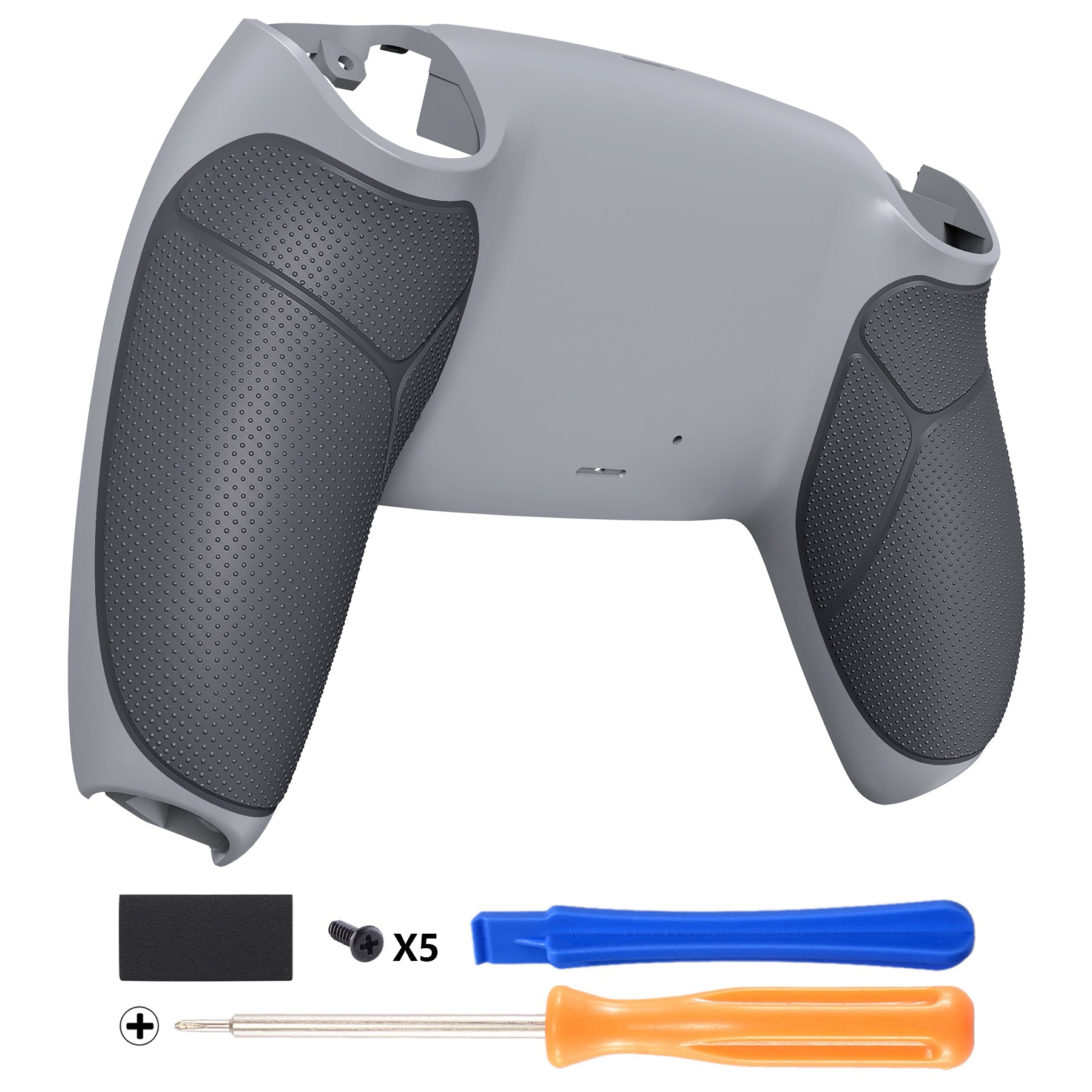 eXtremeRate Performance Grip Replacement Back Housing Bottom Shell Compatible with PS5 Controller - Rubberized New Hope Gray & Classic Gray eXtremeRate