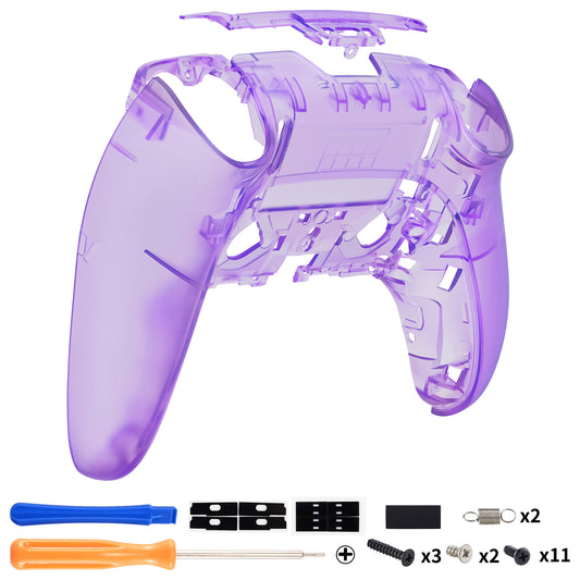 eXtremeRate Replacement Back Housing Bottom Shell Compatible with PS5 Edge Controller - Clear Atomic Purple