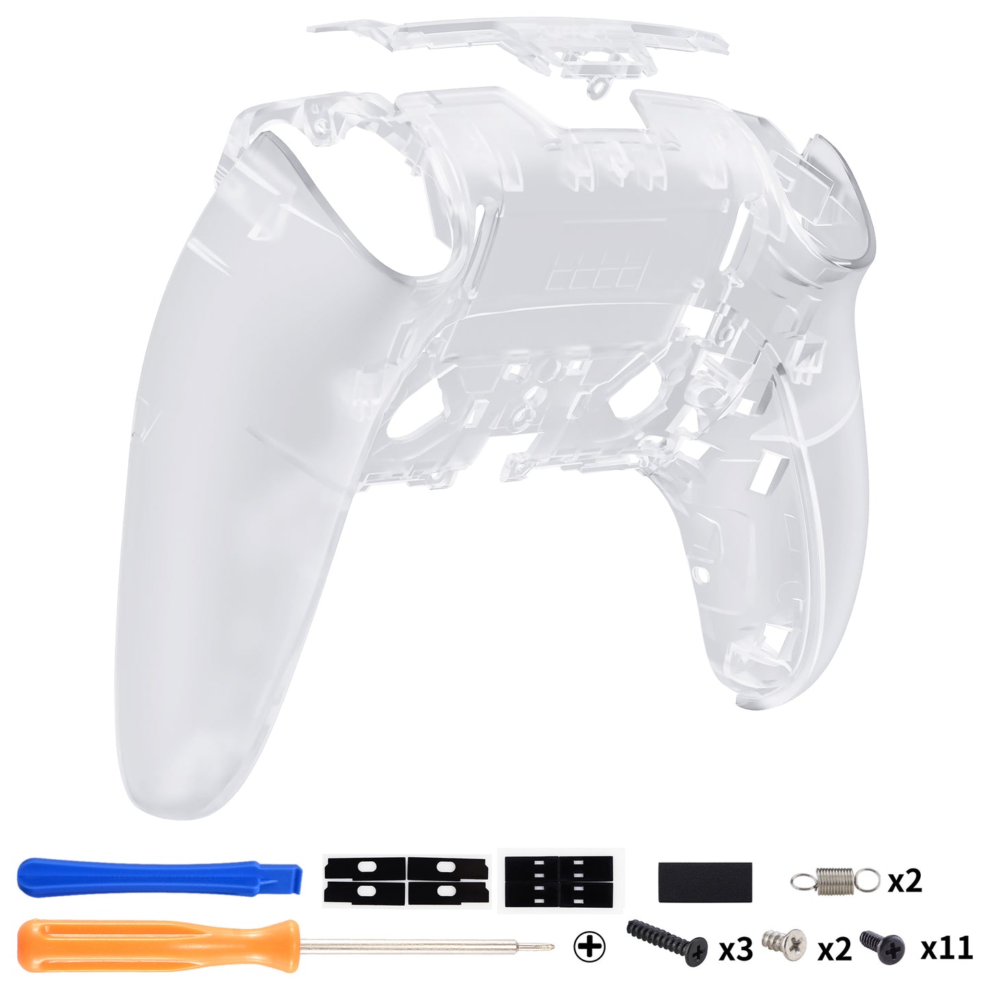 eXtremeRate Replacement Back Housing Bottom Shell Compatible with PS5 Edge Controller - Clear