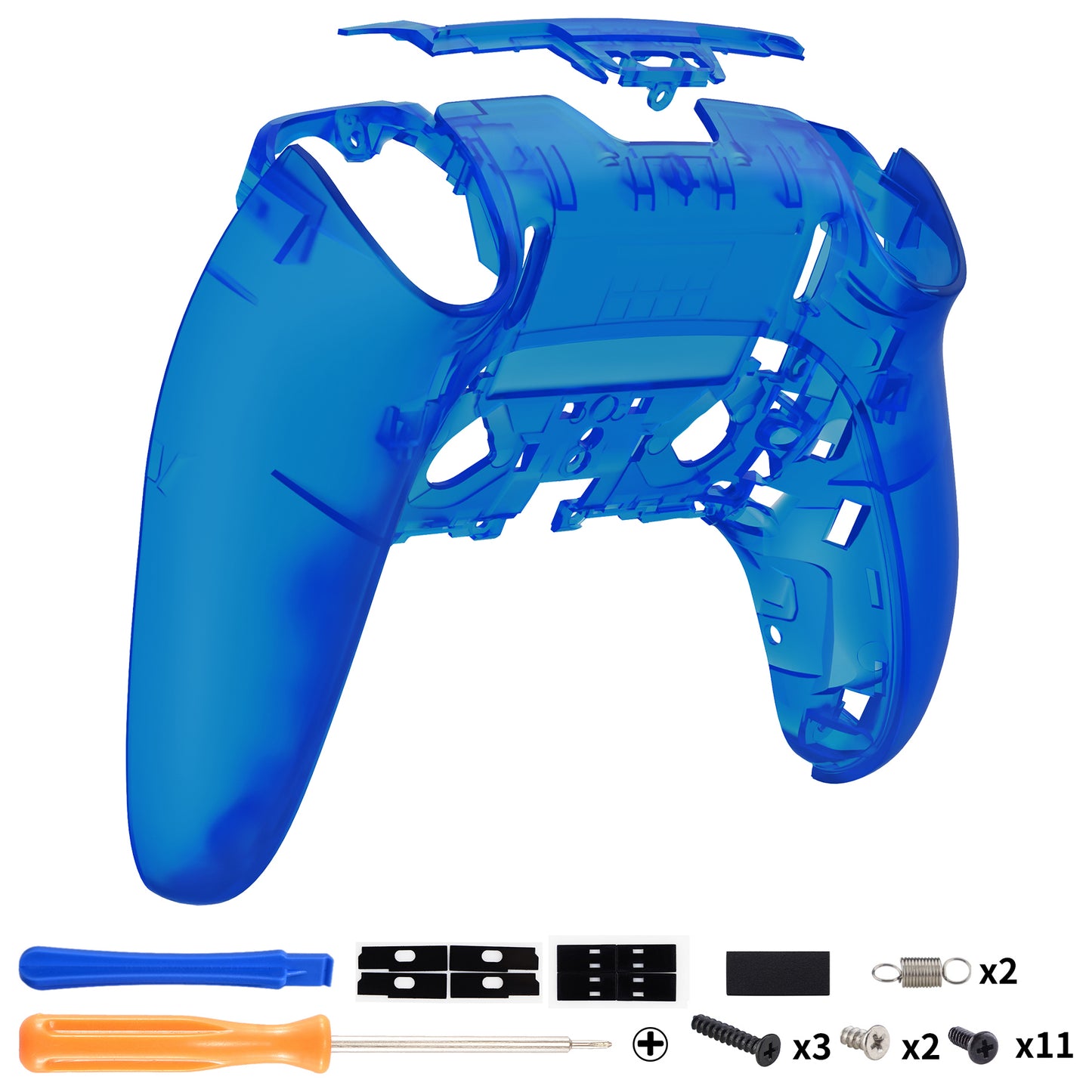 eXtremeRate Replacement Back Housing Bottom Shell Compatible with PS5 Edge Controller - Clear Blue