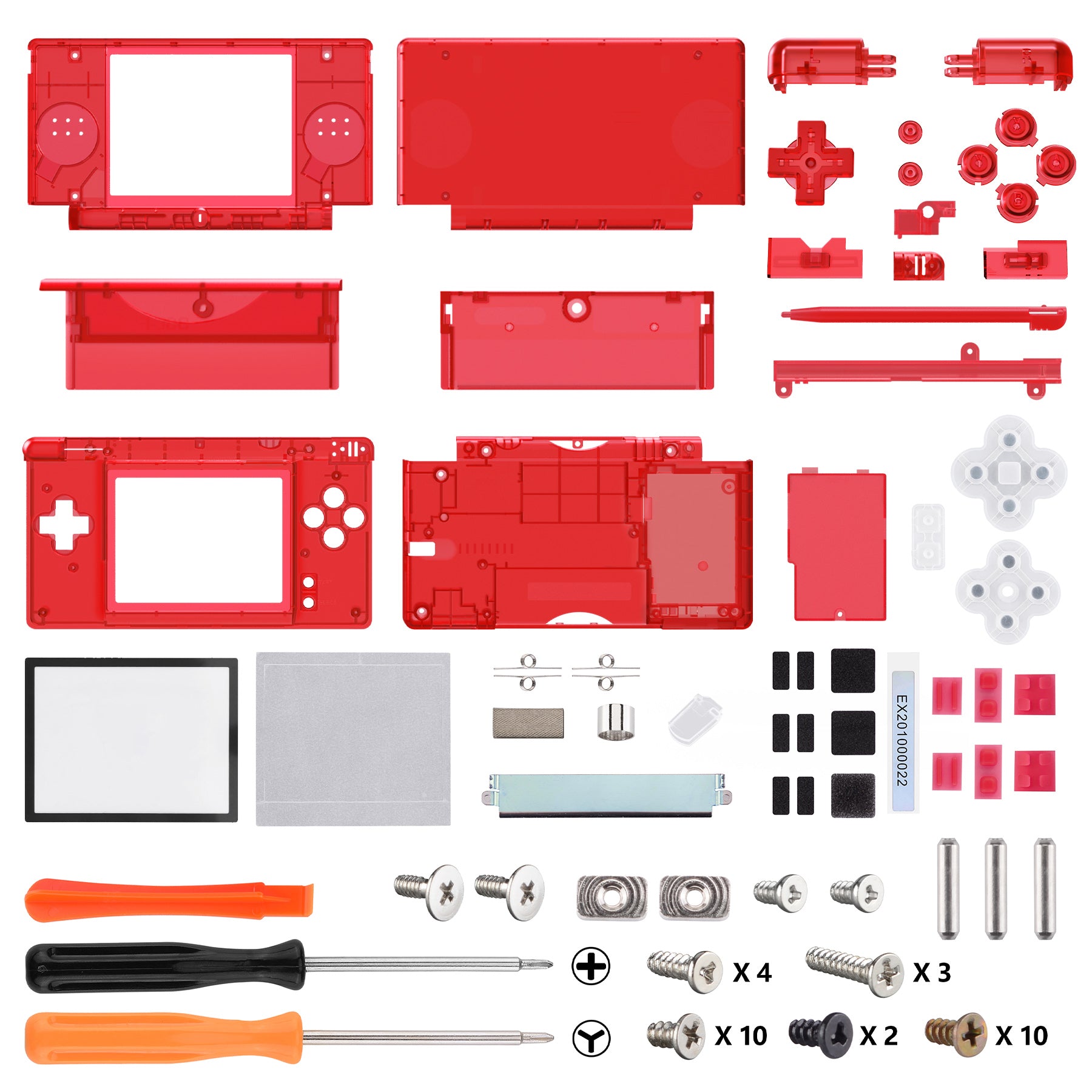 eXtremeRate Clear Red Replacement Full Housing Shell for Nintendo