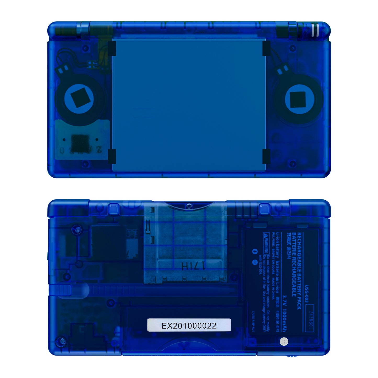 eXtremeRate Replacement Full Housing Shell & Buttons with Screen Lens for Nintendo DS Lite NDSL - Clear Blue