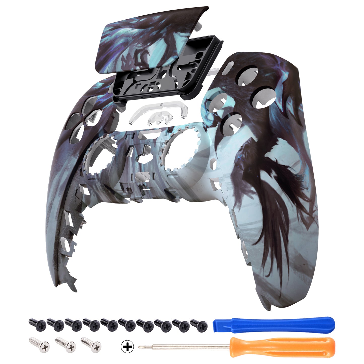 eXtremeRate Retail Dragon Whisper Front Housing Shell Compatible with ps5 Controller BDM-010 BDM-020 BDM-030, DIY Replacement Shell Custom Touch Pad Cover Compatible with ps5 Controller - ZPFR008G3