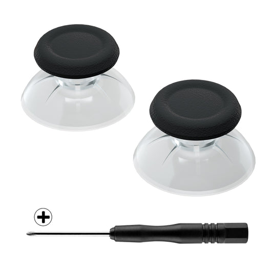 eXtremeRate Dual-Color Replacement 3D Joystick Thumbsticks Compatible with PS4 Slim Pro Controller - Black & Clear eXtremeRate
