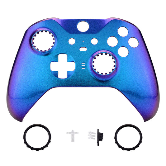 Chameleon Purple Blue Faceplate Cover, Glossy Front Housing Shell Case Replacement Kit for Xbox One Elite Series 2 Controller (Model 1797 and Core Model 1797) - Thumbstick Accent Rings Included - ELP301 eXtremeRate