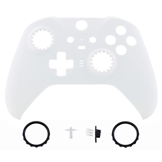 White Soft Touch Grip Faceplate Cover, Front Housing Shell Case Replacement Kit for Xbox One Elite Series 2 Controller (Model 1797 and Core Model 1797) - Thumbstick Accent Rings Included - ELP308 eXtremeRate