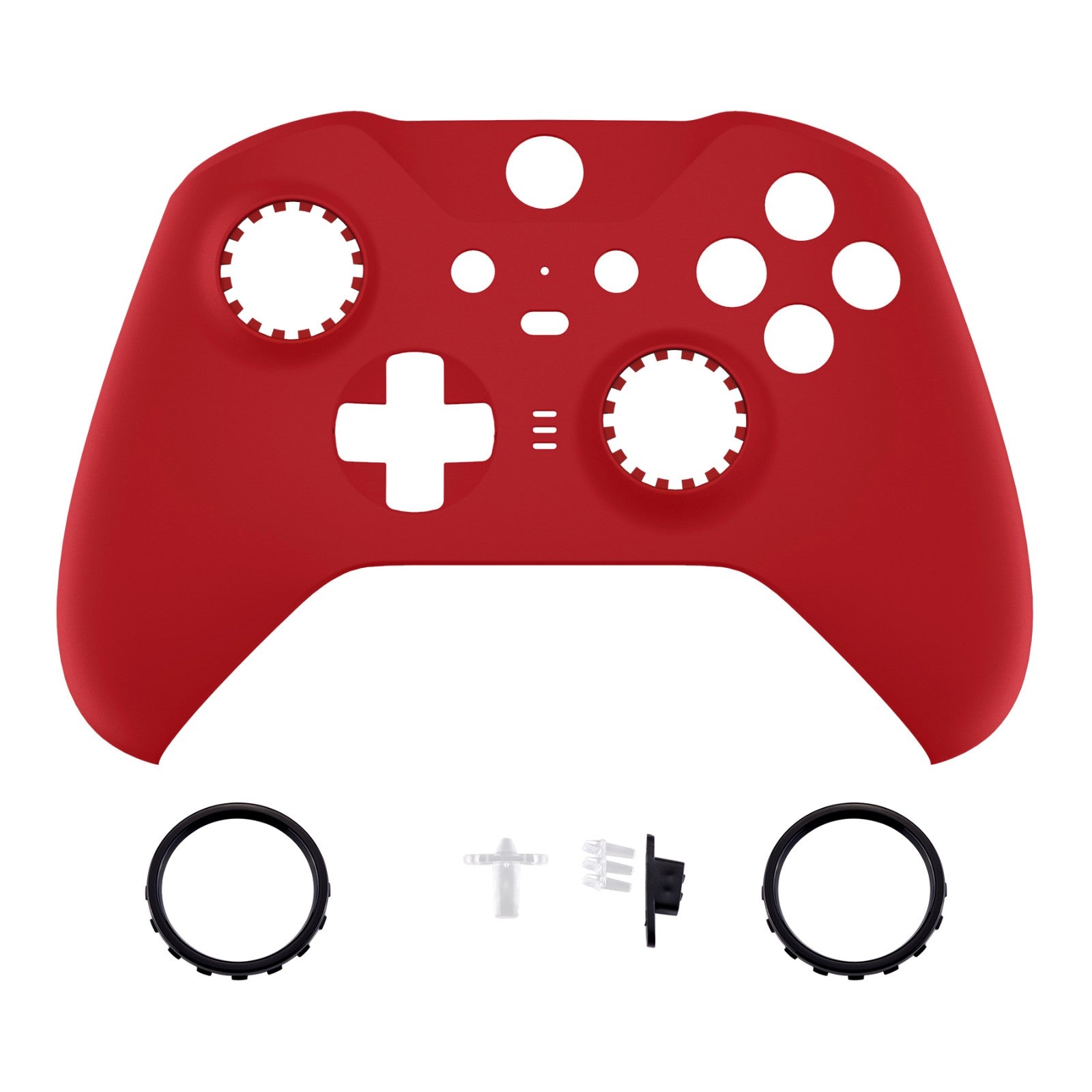 Passion Red Soft Touch Grip Faceplate Cover, Front Housing Shell Case Replacement Kit for Xbox One Elite Series 2 Controller (Model 1797 and Core Model 1797) - Thumbstick Accent Rings Included - ELP332 eXtremeRate