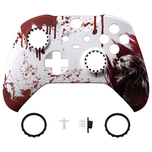 Blood Zombie Style Faceplate Cover, Soft Touch Front Housing Shell Case Replacement Kit for Xbox One Elite Series 2 Controller (Model 1797 and Core Model 1797) - Thumbstick Accent Rings Included - ELT139 eXtremeRate