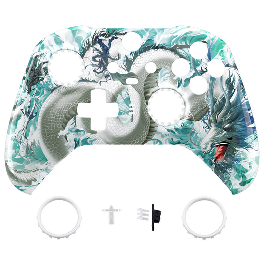 Jade Dragon - Cloud Dominator Replacement Front Housing Shell Case with Thumbstick Accent Rings for Xbox One Elite Series 2 Controller Model 1797 - ELT151 eXtremeRate