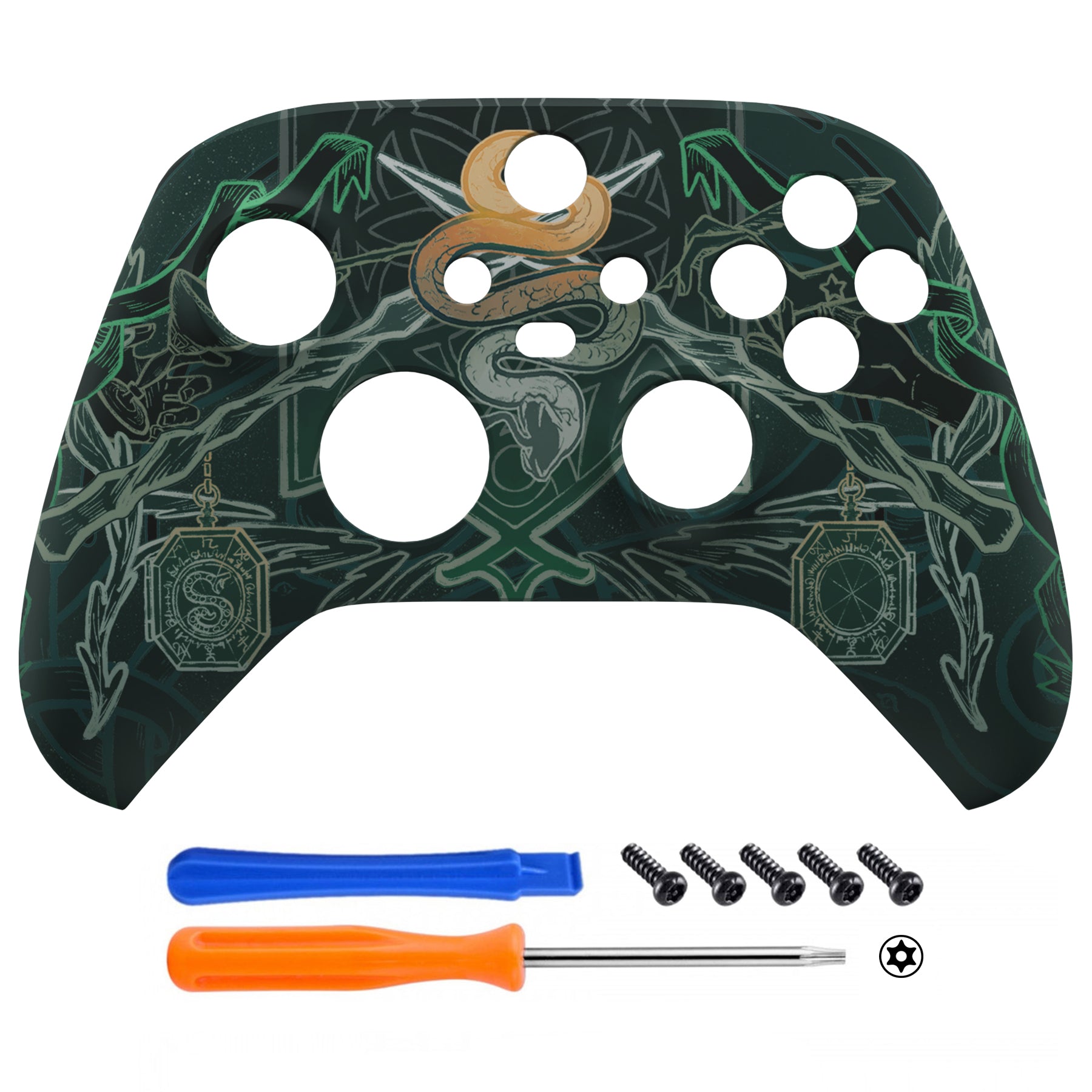 eXtremeRate Retail Serpent Totem Replacement Part Faceplate, Soft Touch Grip Housing Shell Case for Xbox Series S & Xbox Series X Controller Accessories - Controller NOT Included - FX3T181