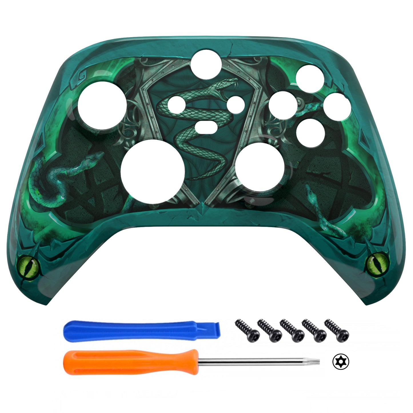 eXtremeRate Retail Eye of the Serpent Replacement Part Faceplate, Soft Touch Grip Housing Shell Case for Xbox Series S & Xbox Series X Controller Accessories - Controller NOT Included - FX3T182