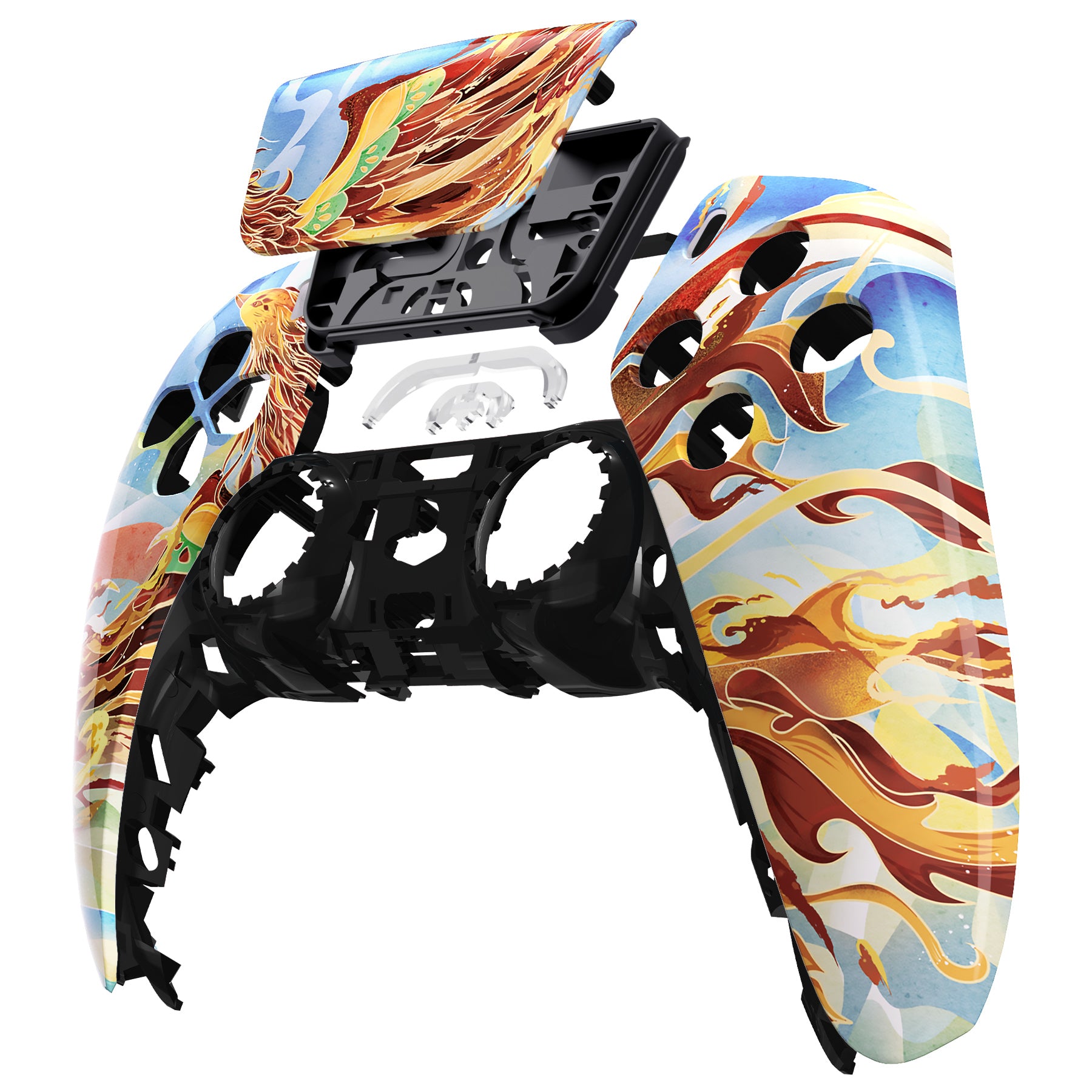 eXtremeRate Retail Fire Phoenix Touchpad Front Housing Shell Compatible with ps5 Controller BDM-010 BDM-020 BDM-030, DIY Replacement Shell Custom Touch Pad Cover Compatible with ps5 Controller - ZPFT1090G3