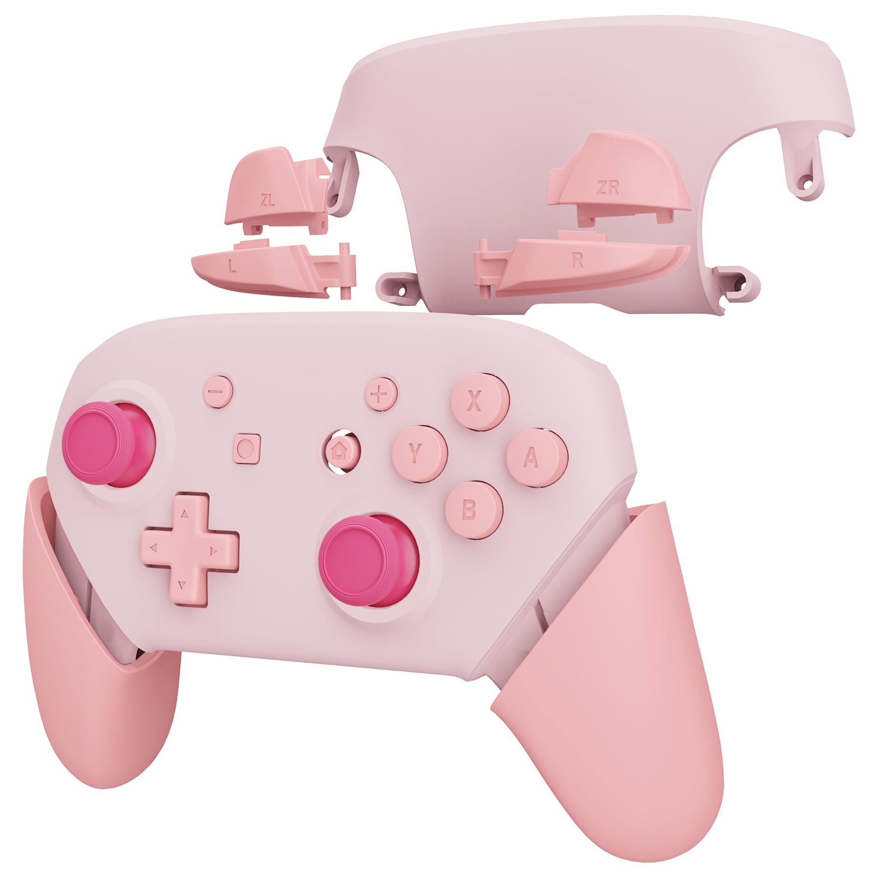Replacement Full Set Shells with Buttons for NS Switch Pro Controller - Cherry Blossoms Pink & Puffy Pink eXtremeRate