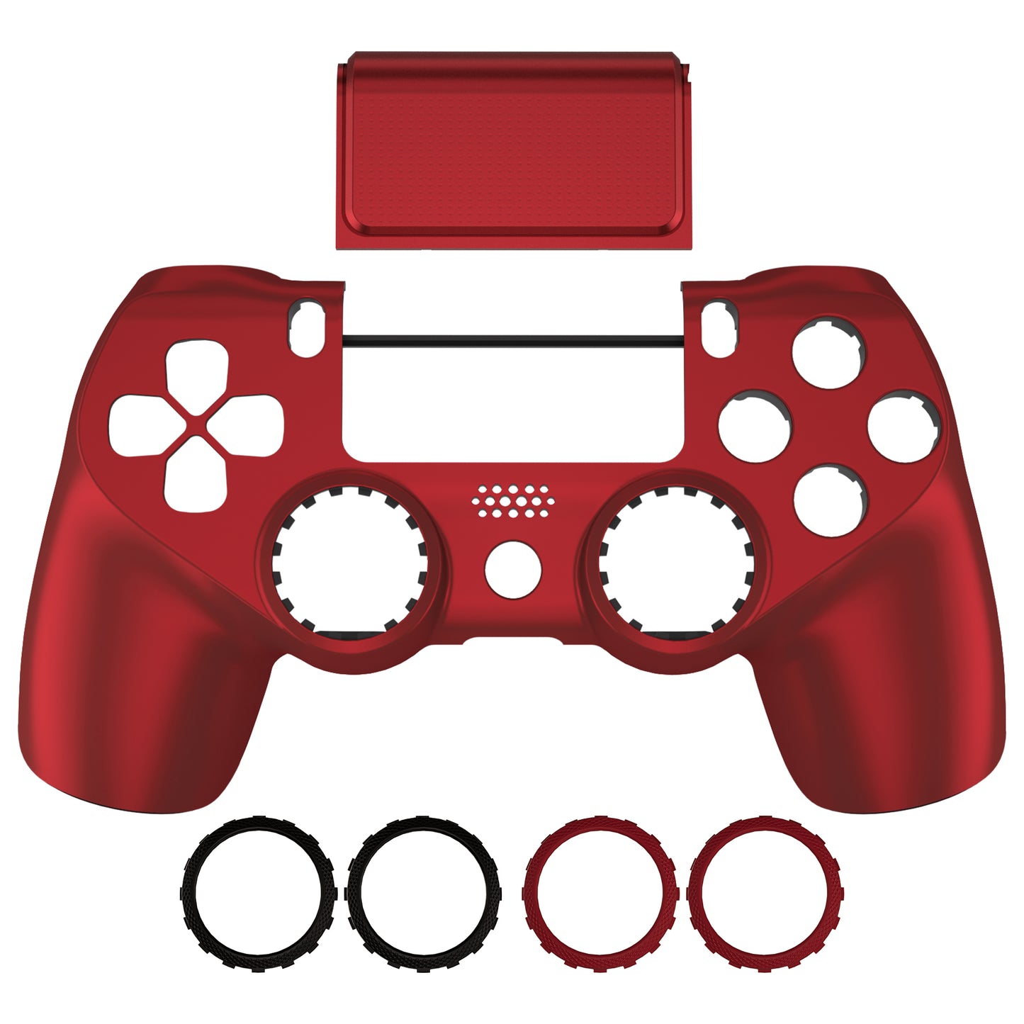 eXtremeRate Ghost Redesigned Front Housing Shell with Touch Pad Compatible with PS4 Slim Pro Controller JDM-040/050/055 - Scarlet Red