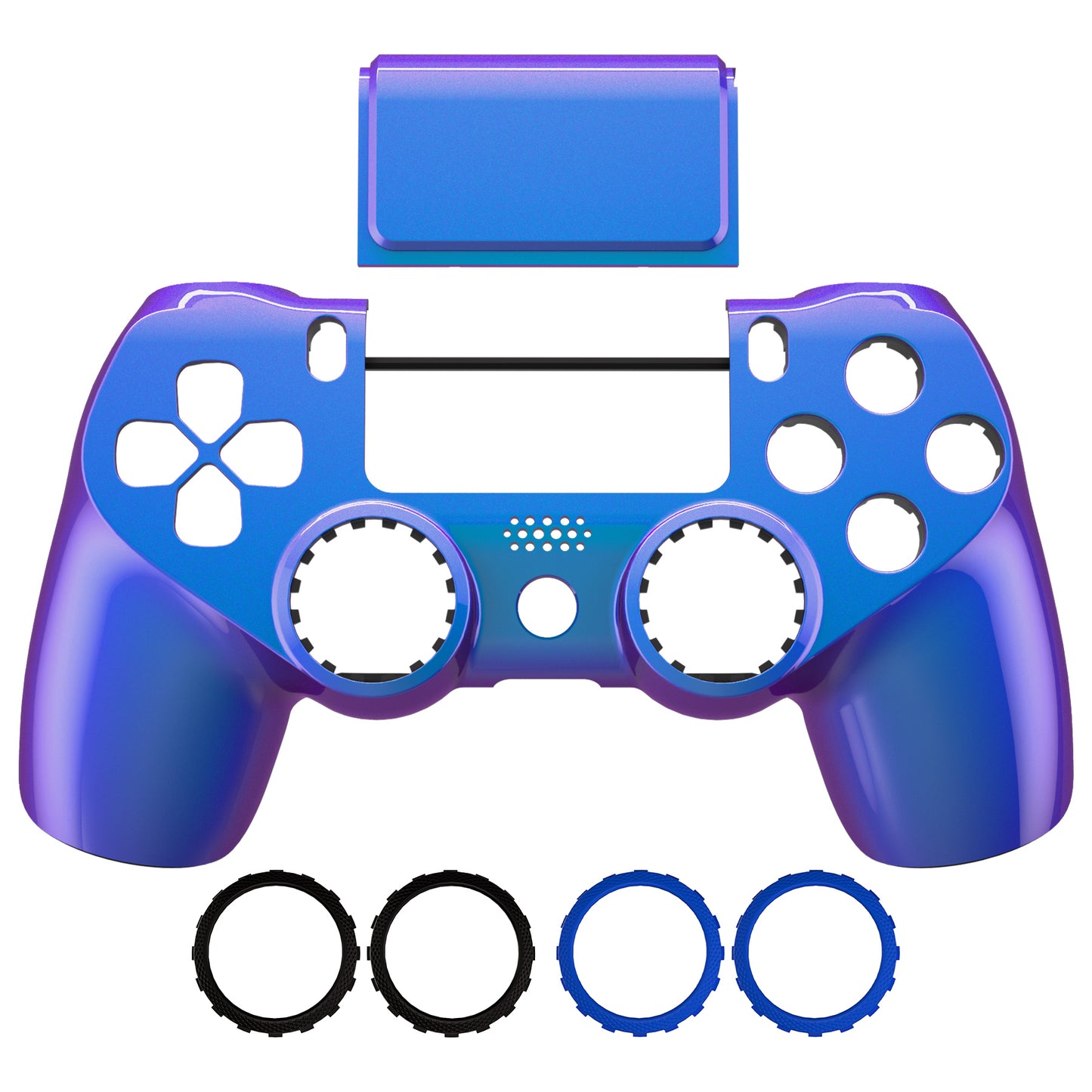 eXtremeRate Ghost Redesigned Front Housing Shell with Touch Pad Compatible with PS4 Slim Pro Controller JDM-040/050/055 - Chameleon Purple Blue