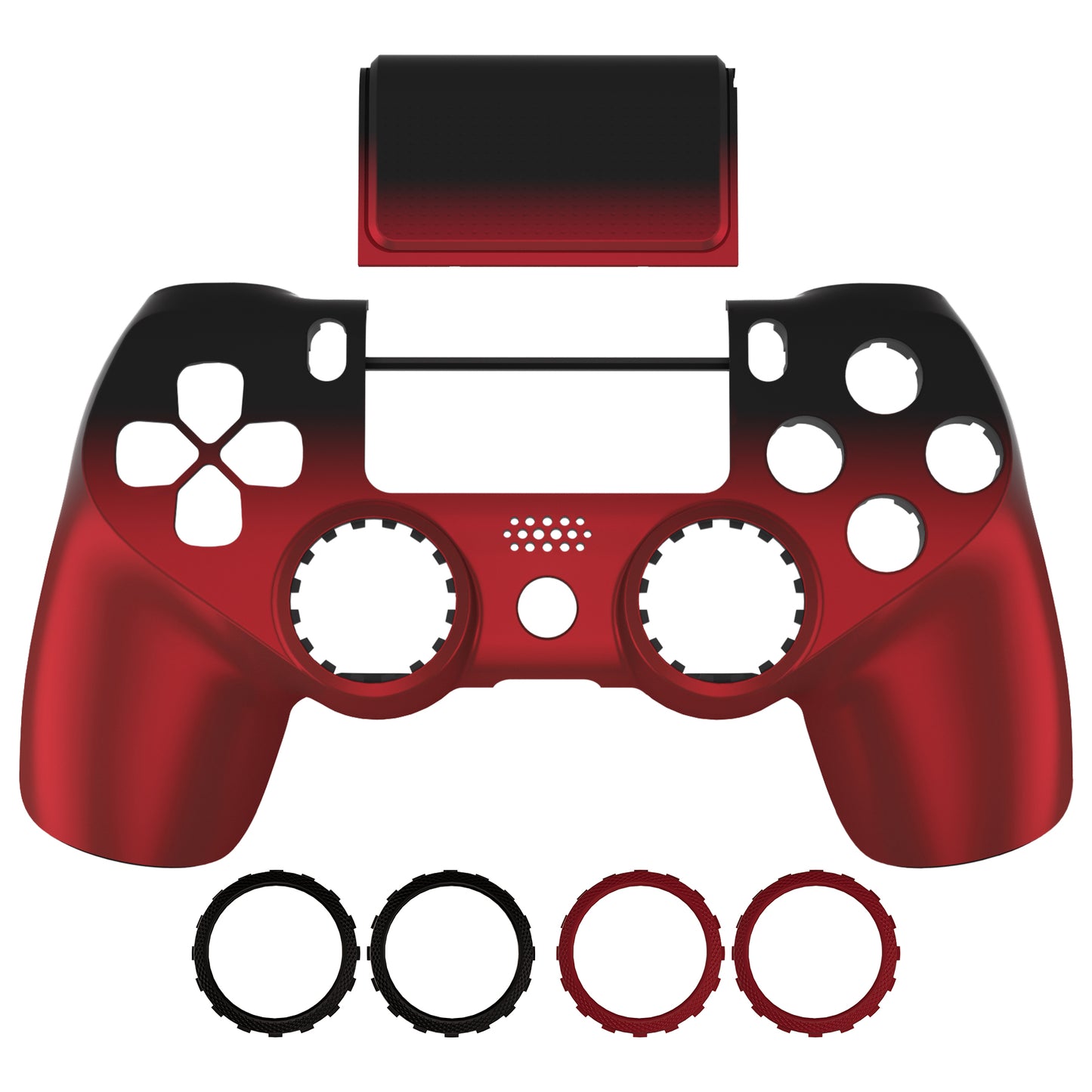 eXtremeRate Ghost Redesigned Front Housing Shell with Touch Pad Compatible with PS4 Slim Pro Controller JDM-040/050/055 - Shadow Scarlet Red