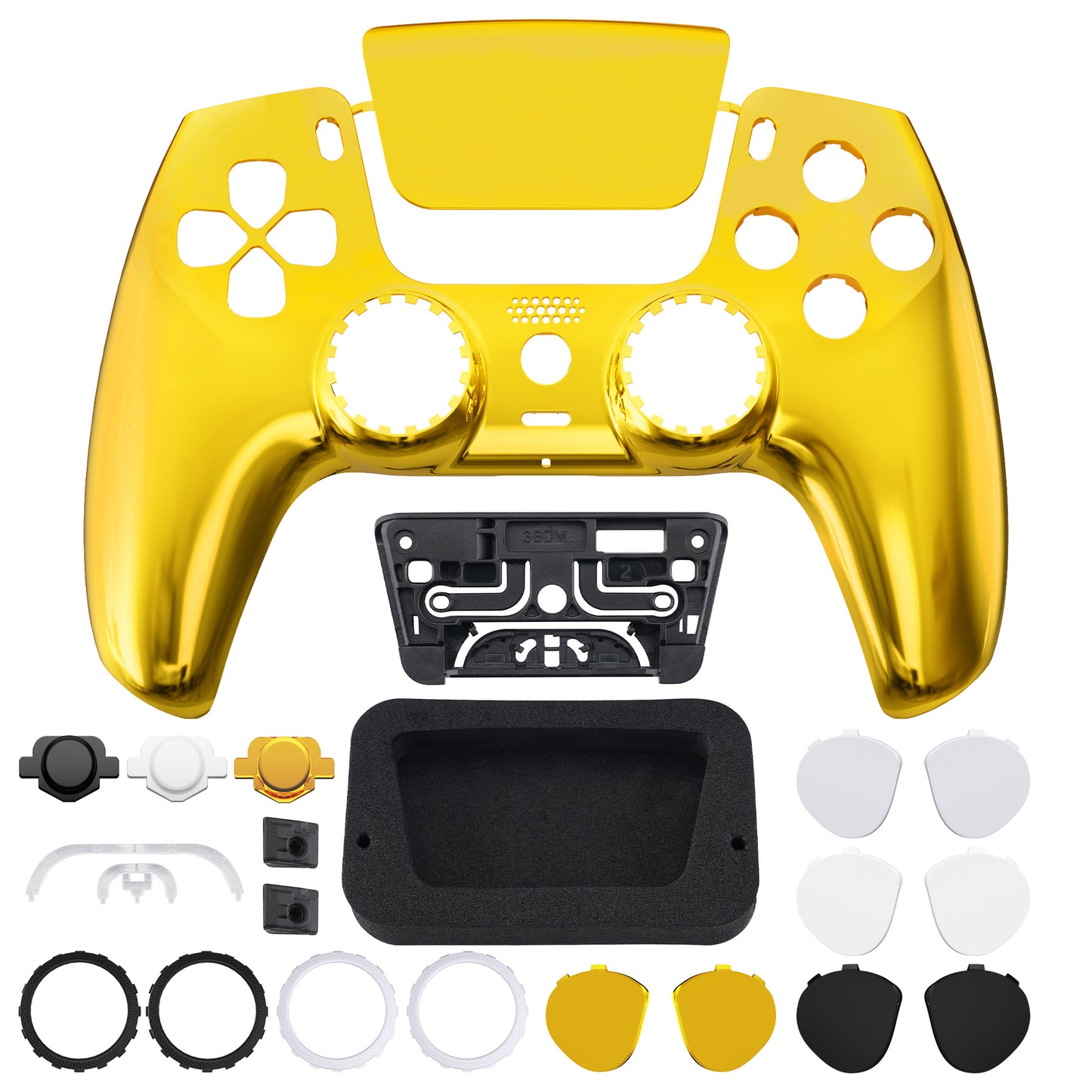 eXtremeRate LUNA Redesigned Replacement Front Shell with Touchpad Compatible with PS5 Controller BDM-010/020/030/040/050 - Chrome Gold