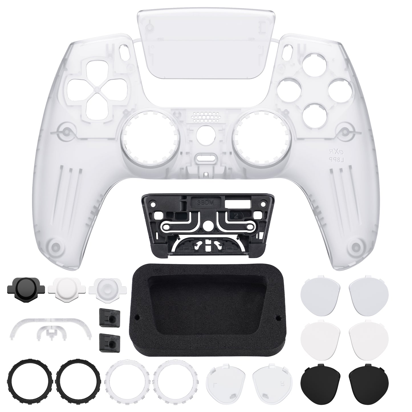 eXtremeRate LUNA Redesigned Replacement Front Shell with Touchpad Compatible with PS5 Controller BDM-010/020/030/040/050 - Clear