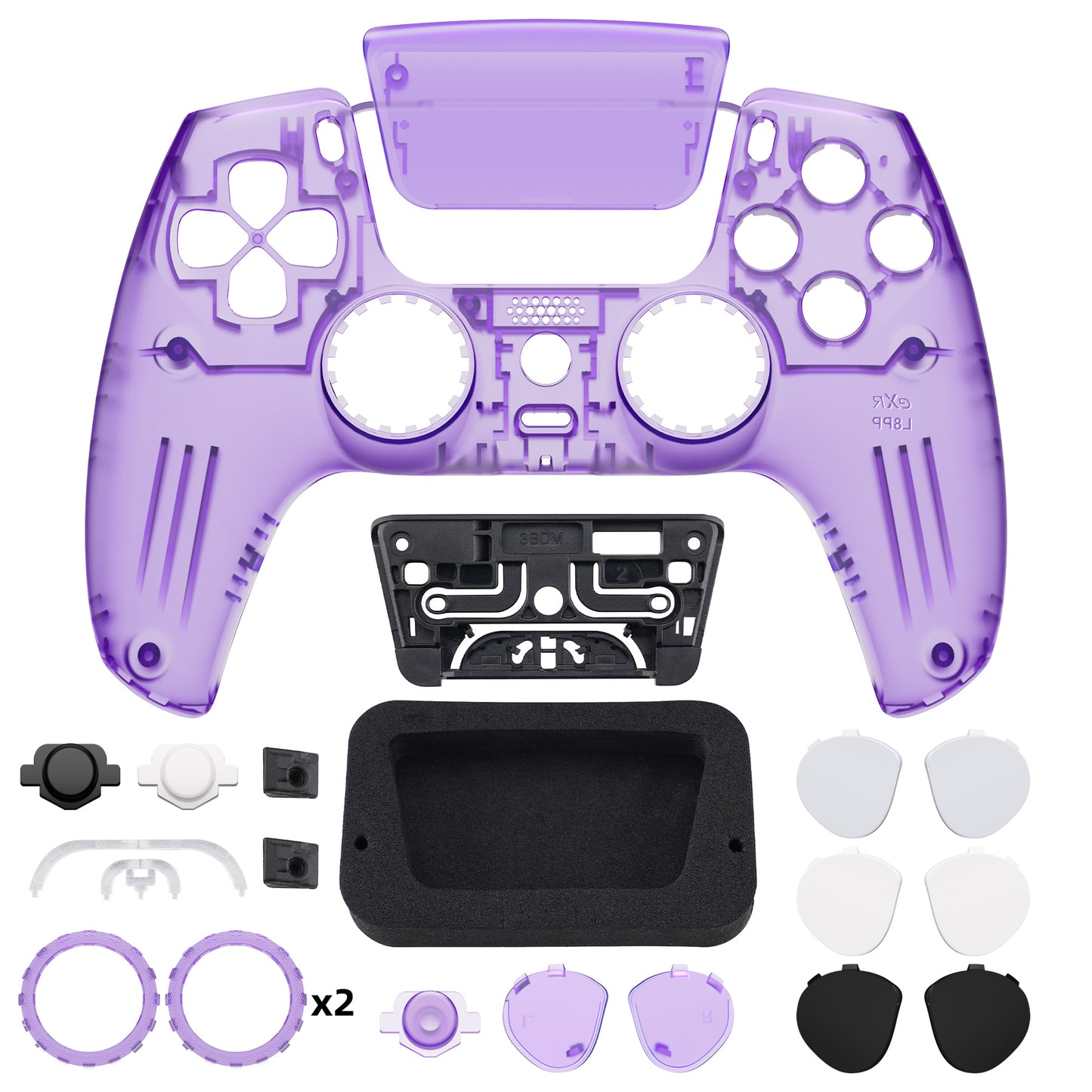 eXtremeRate LUNA Redesigned Replacement Front Shell with Touchpad Compatible with PS5 Controller BDM-010/020/030/040/050 - Clear Atomic Purple