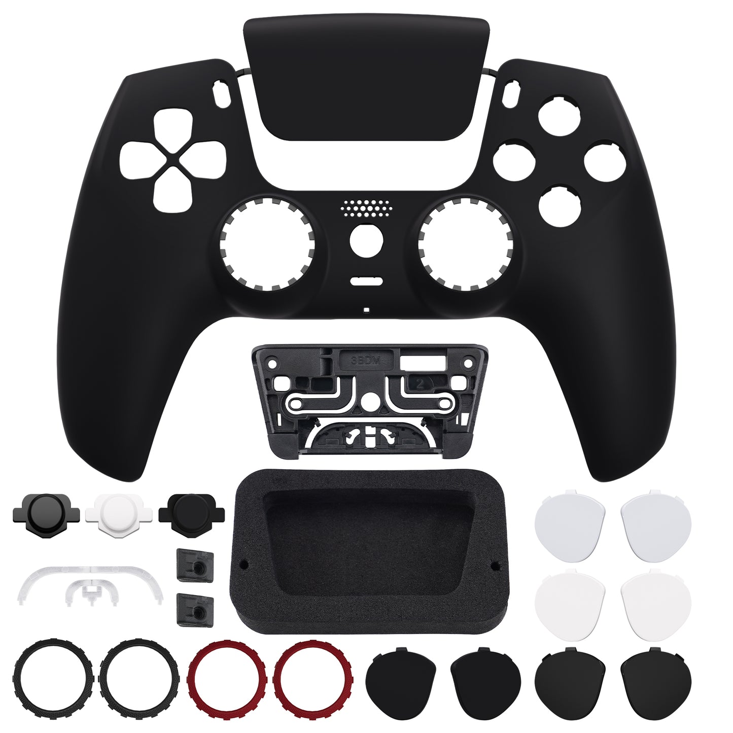 eXtremeRate LUNA Redesigned Replacement Front Shell with Touchpad Compatible with PS5 Controller BDM-010/020/030/040/050 - Black