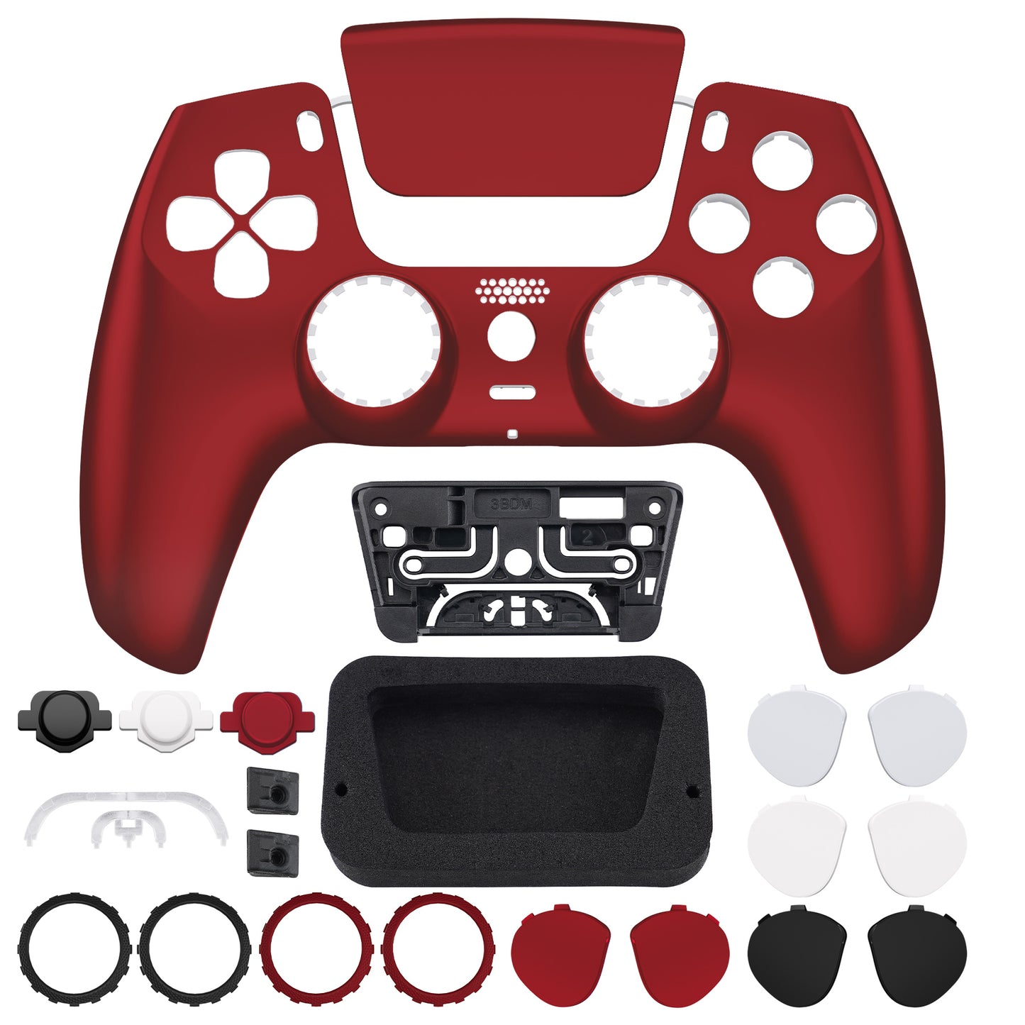 eXtremeRate LUNA Redesigned Replacement Front Shell with Touchpad Compatible with PS5 Controller BDM-010/020/030/040/050 - Scarlet Red