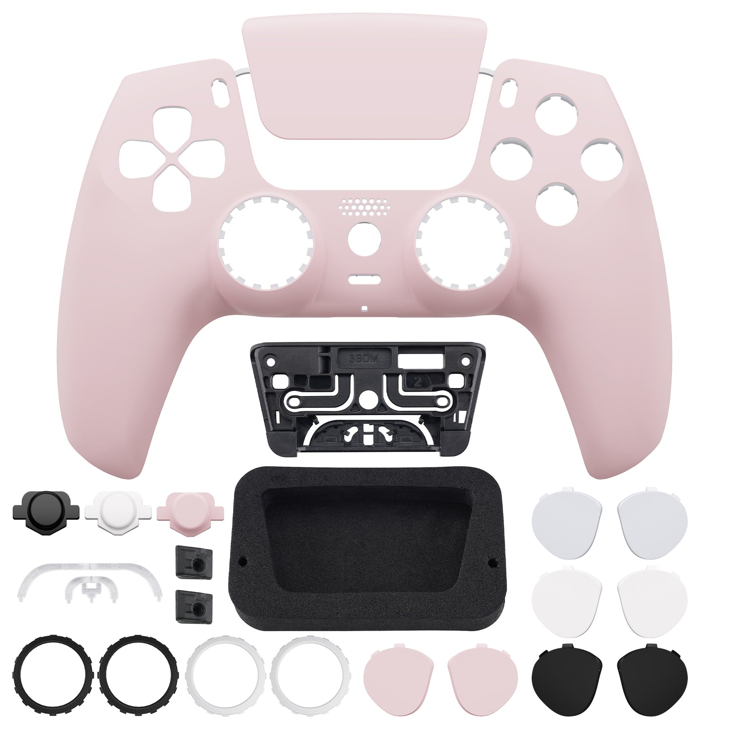 eXtremeRate LUNA Redesigned Replacement Front Shell with Touchpad Compatible with PS5 Controller BDM-010/020/030/040/050 - Cherry Blossoms Pink