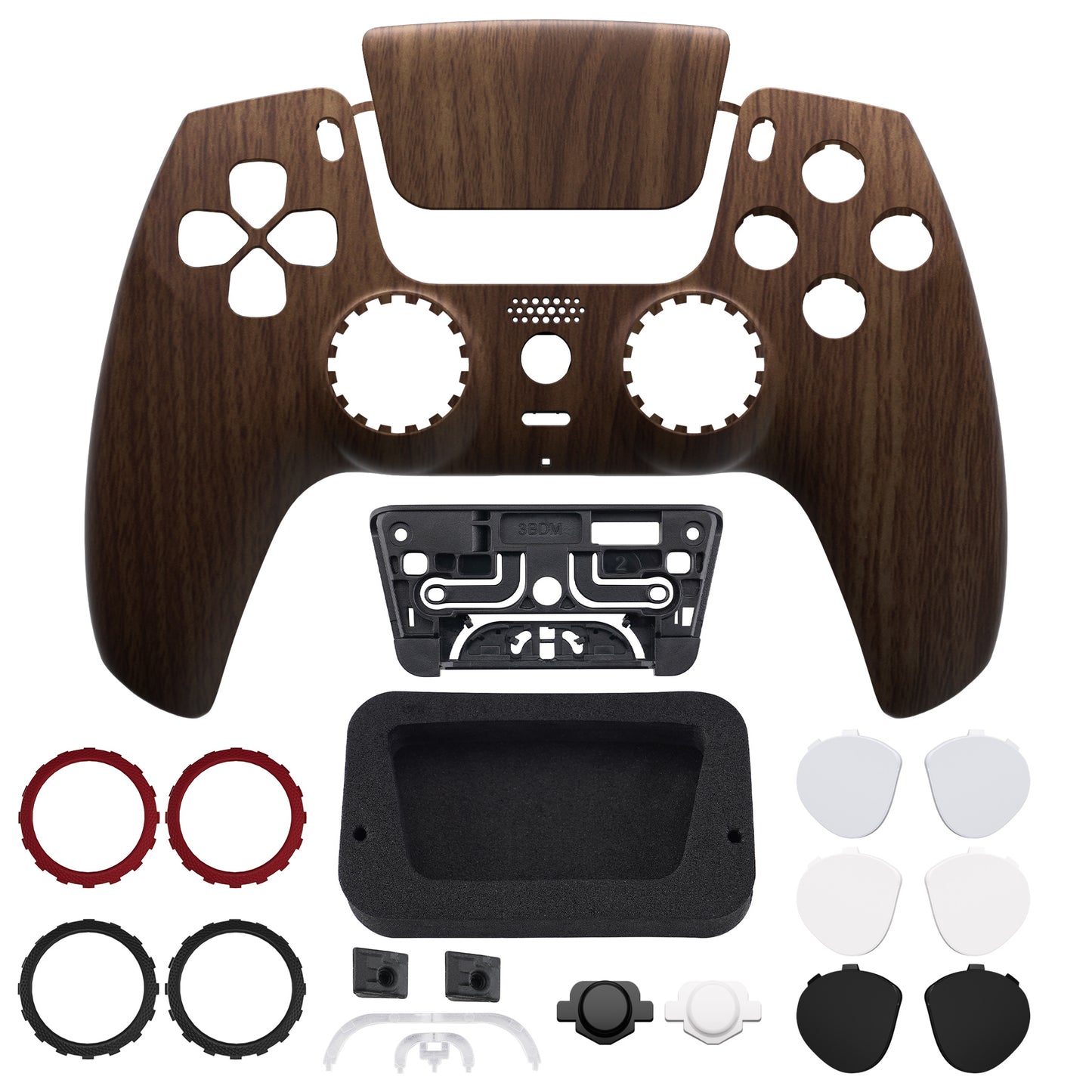 eXtremeRate LUNA Redesigned Replacement Front Shell with Touchpad Compatible with PS5 Controller BDM-010/020/030/040/050 - Wood Grain